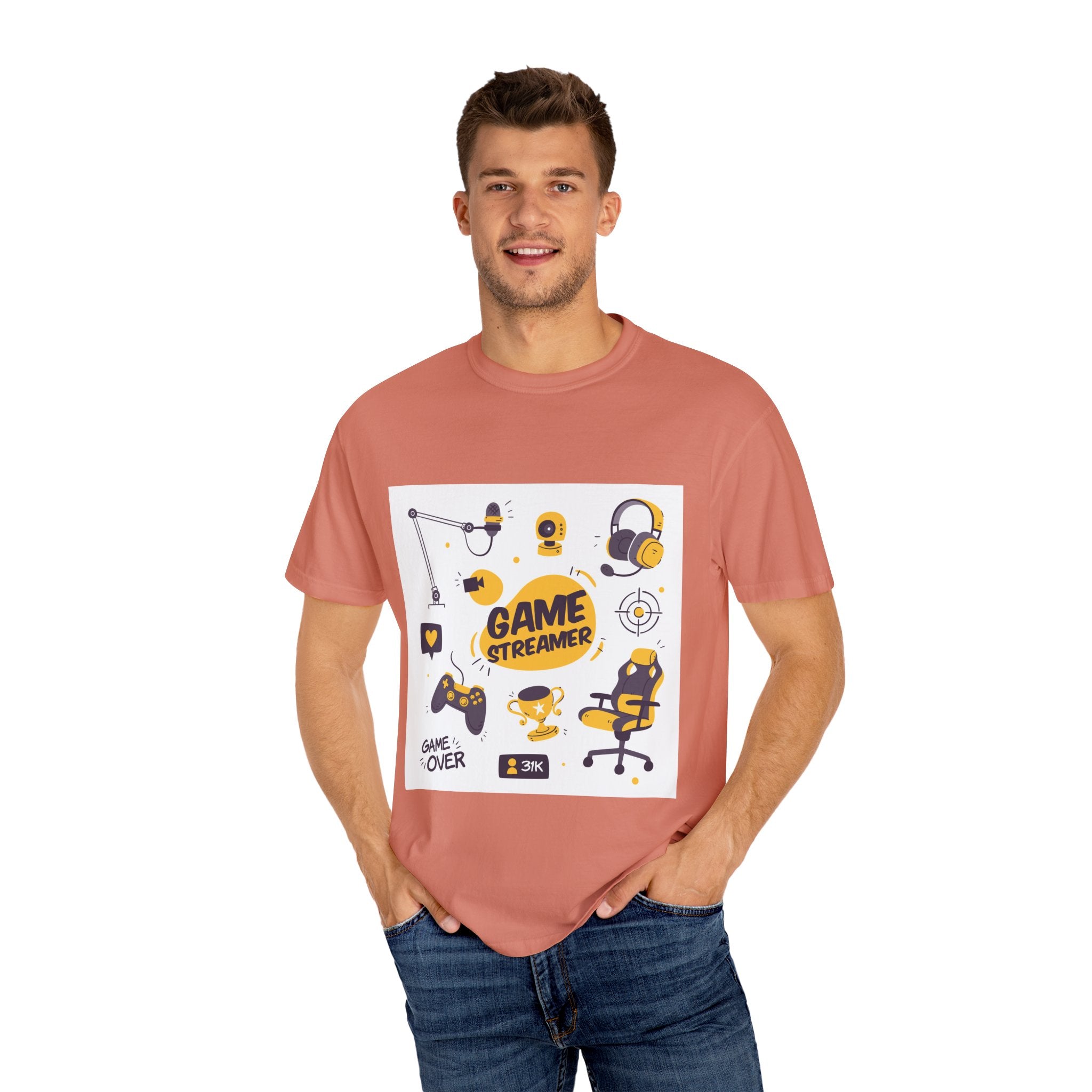 Gamer Streamer T-shirt, Unisex Casual Tee, Gaming Apparel, Twitch Merchandise, Gift for Gamers, Comfortable Cotton Shirt