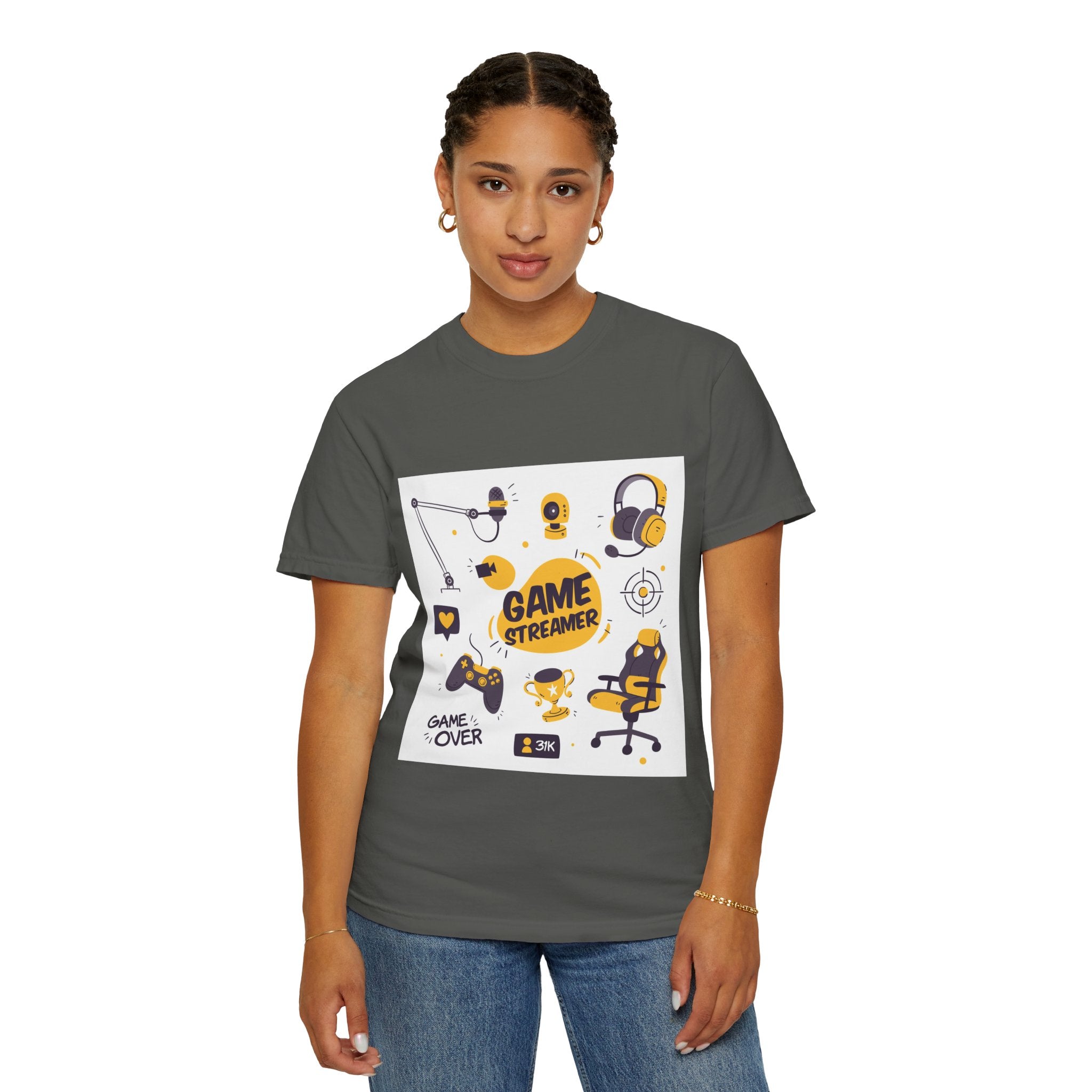 Gamer Streamer T-shirt, Unisex Casual Tee, Gaming Apparel, Twitch Merchandise, Gift for Gamers, Comfortable Cotton Shirt