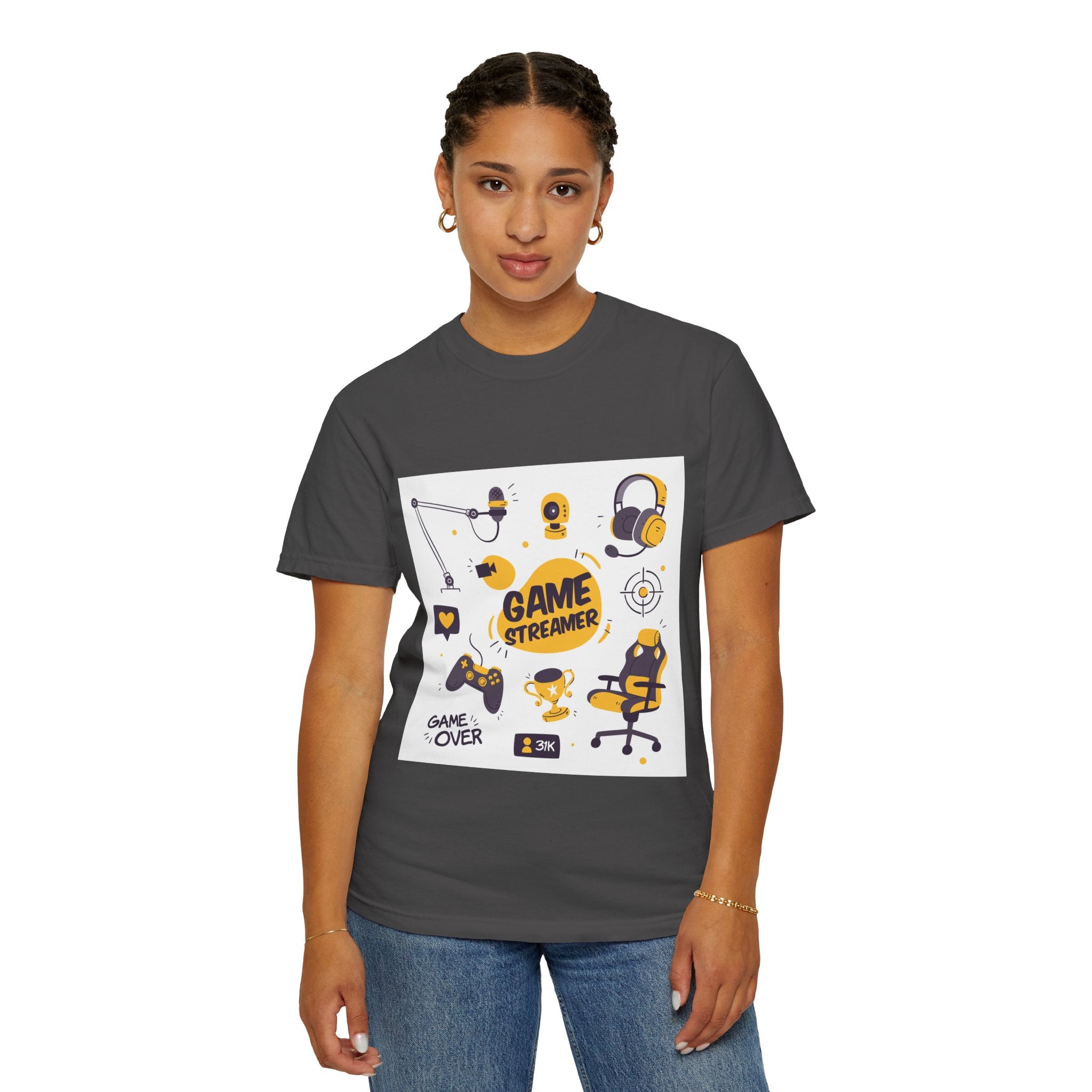 Gamer Streamer T-shirt, Unisex Casual Tee, Gaming Apparel, Twitch Merchandise, Gift for Gamers, Comfortable Cotton Shirt