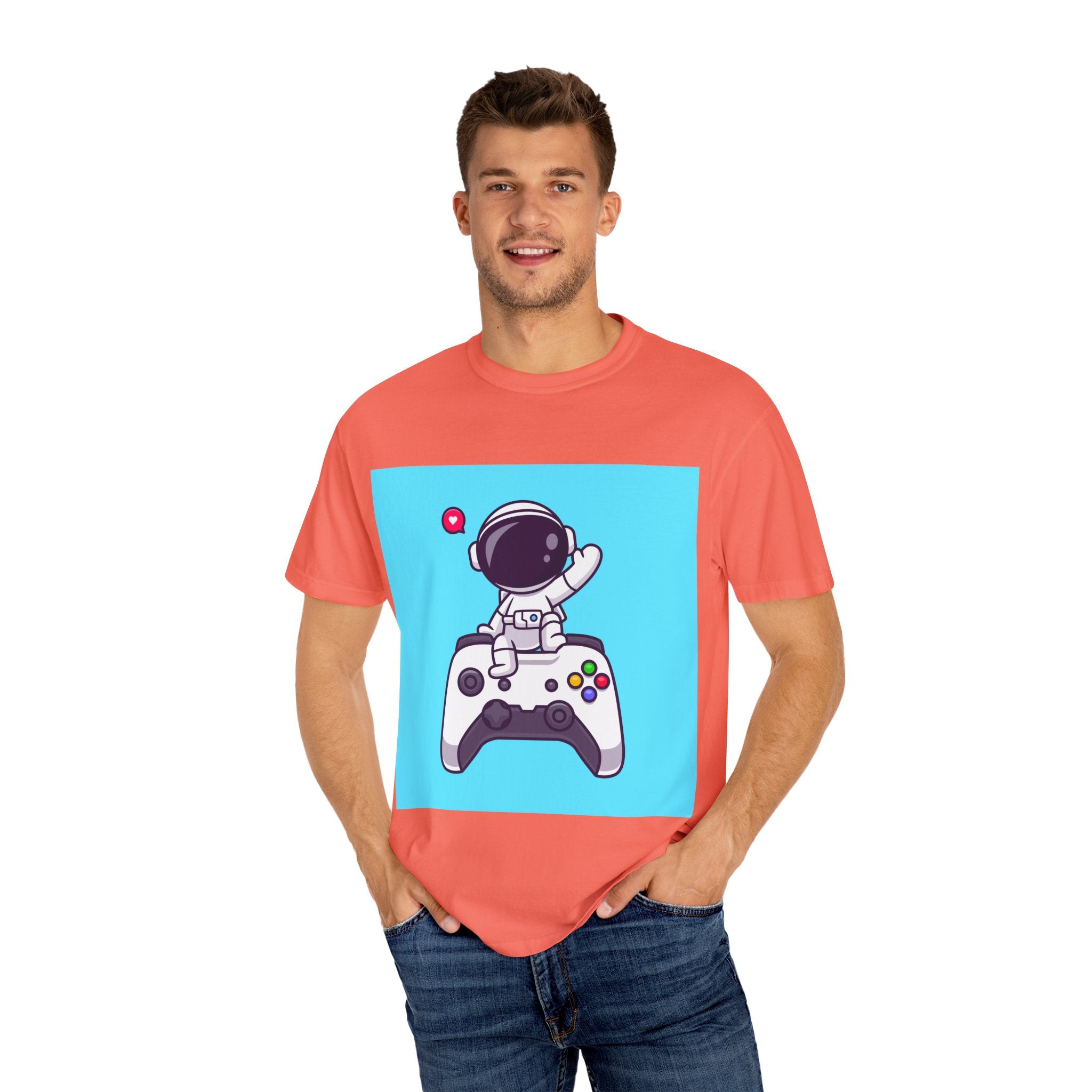Astronaut Gamer T-Shirt, Unisex Gaming Shirt, Space-Themed Shirt, Gift for Gamers, Creative Casual Wear
