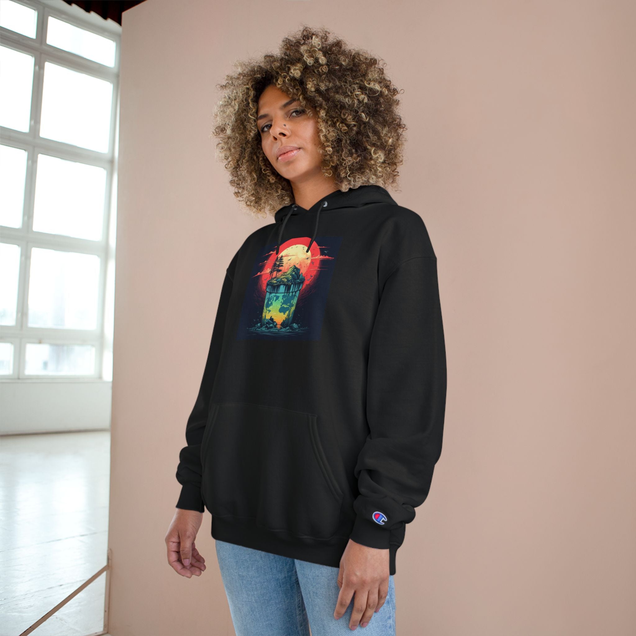 Retro Vibe Champion Hoodie, Comfortable Sweatshirt, Graphic Hoodie, Cozy Layer, Unisex Style