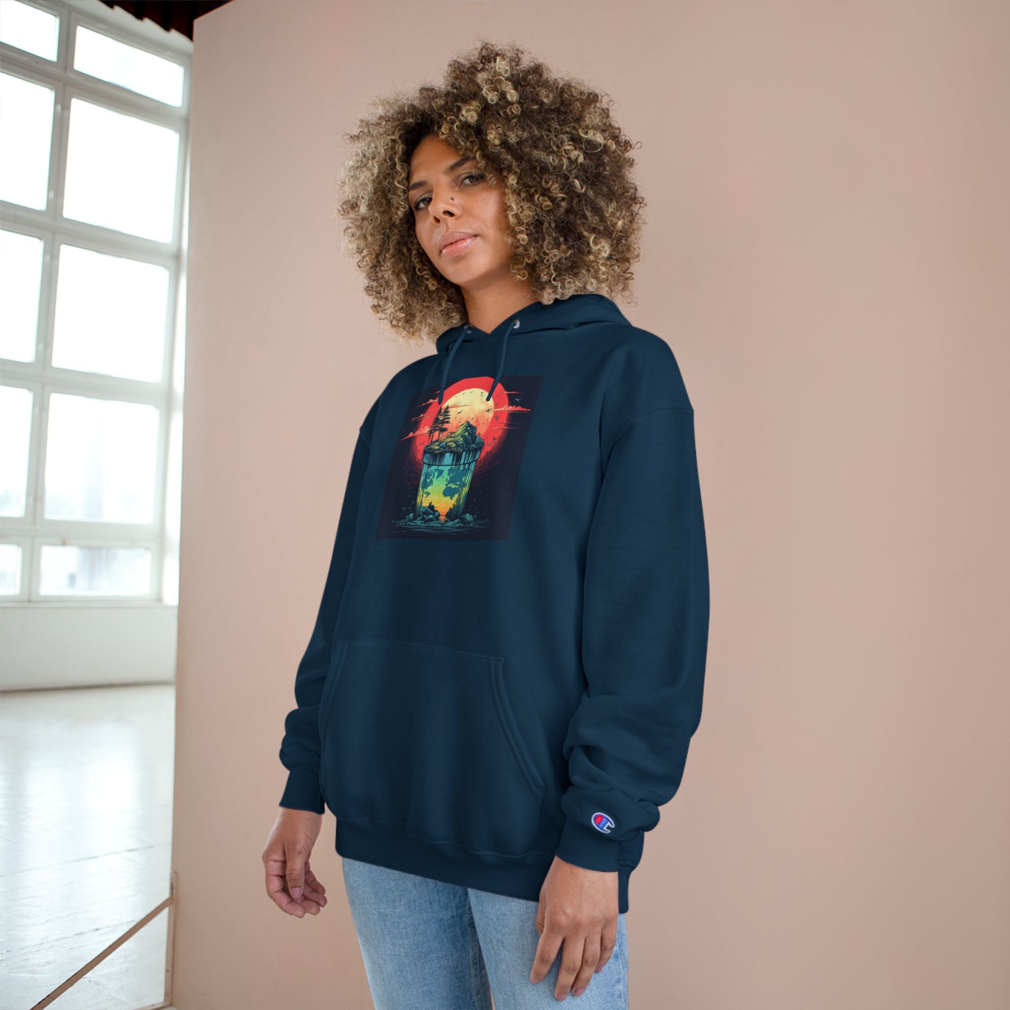 Retro Vibe Champion Hoodie, Comfortable Sweatshirt, Graphic Hoodie, Cozy Layer, Unisex Style