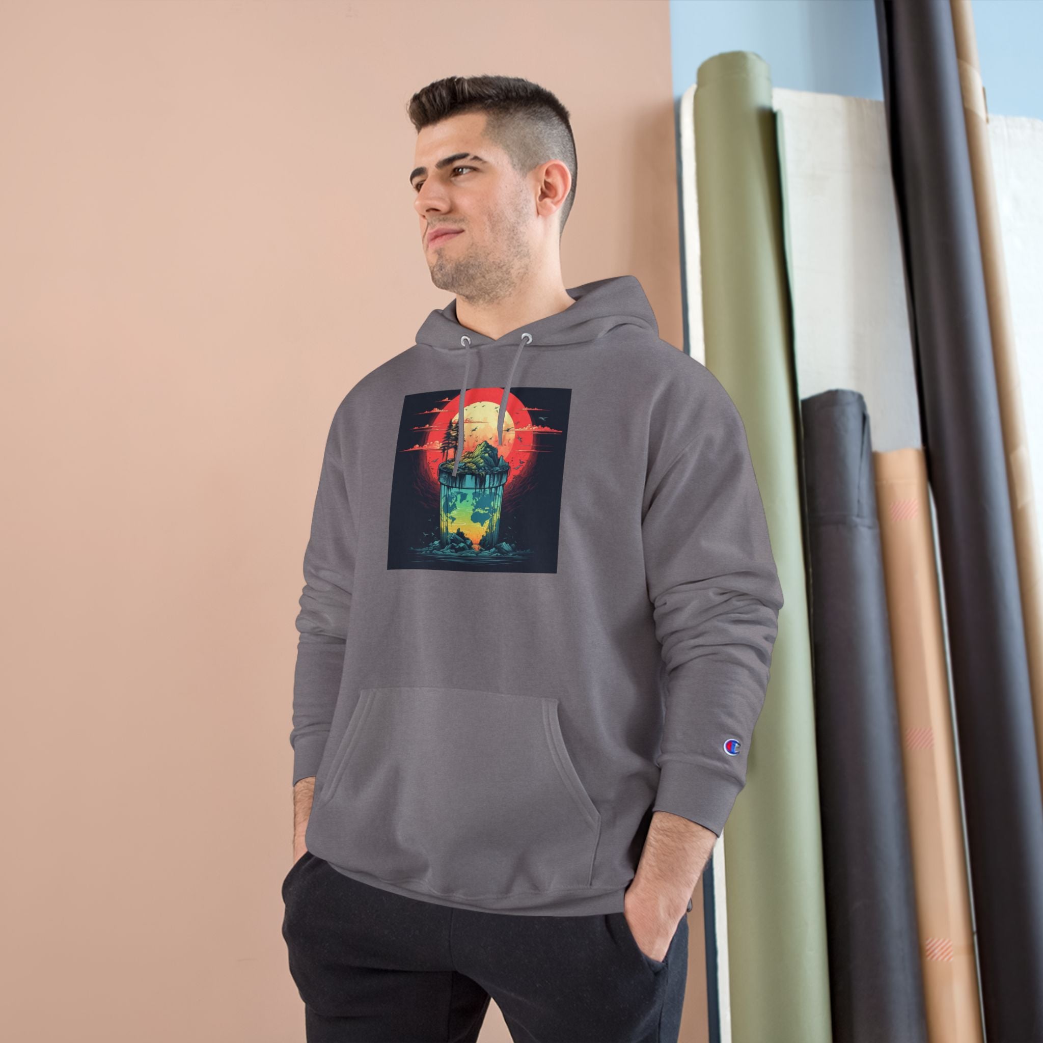 Retro Vibe Champion Hoodie, Comfortable Sweatshirt, Graphic Hoodie, Cozy Layer, Unisex Style