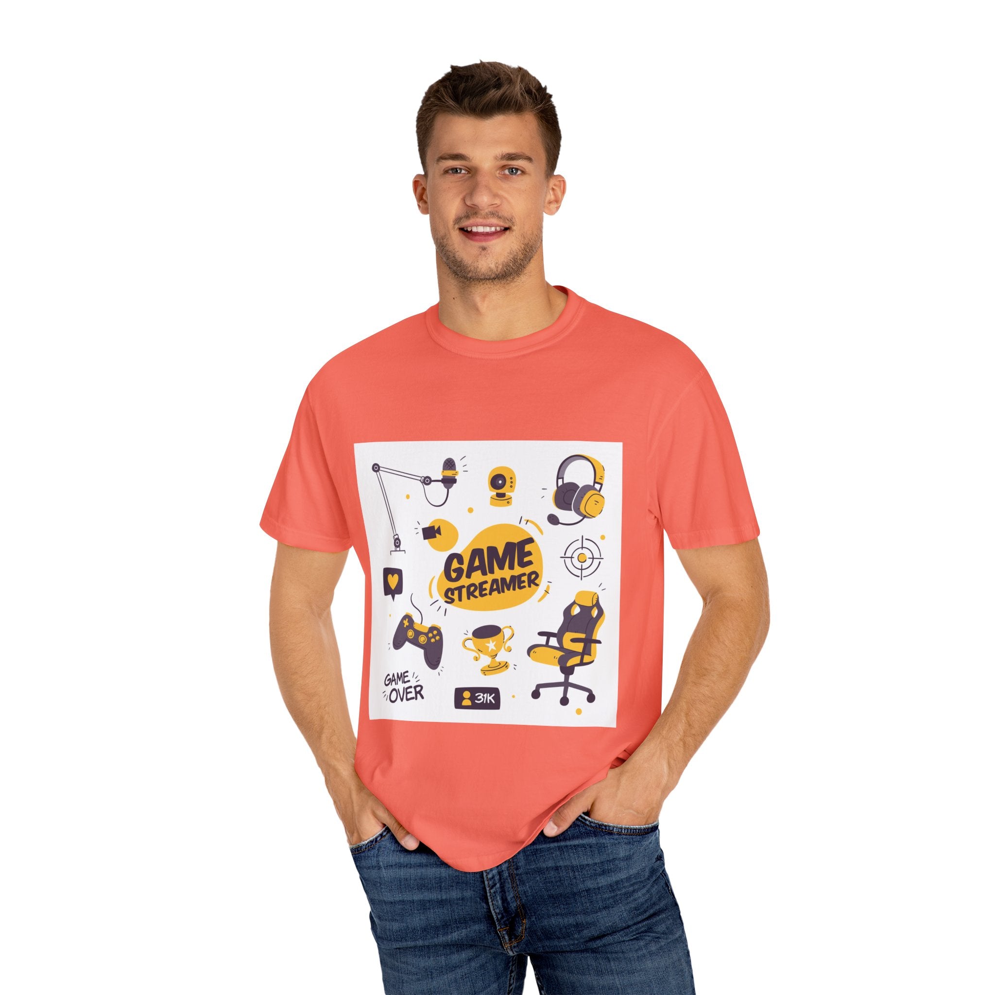 Gamer Streamer T-shirt, Unisex Casual Tee, Gaming Apparel, Twitch Merchandise, Gift for Gamers, Comfortable Cotton Shirt