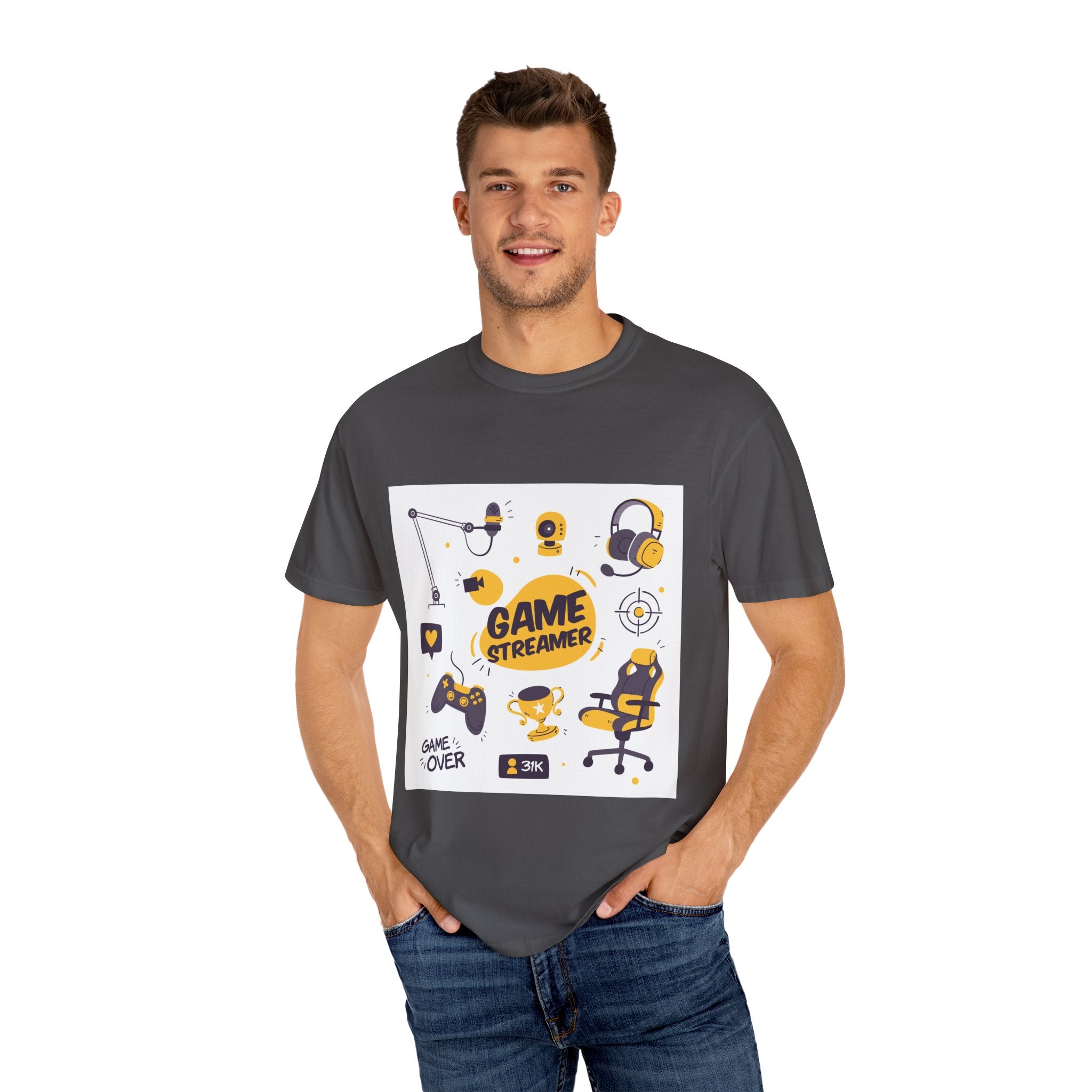 Gamer Streamer T-shirt, Unisex Casual Tee, Gaming Apparel, Twitch Merchandise, Gift for Gamers, Comfortable Cotton Shirt