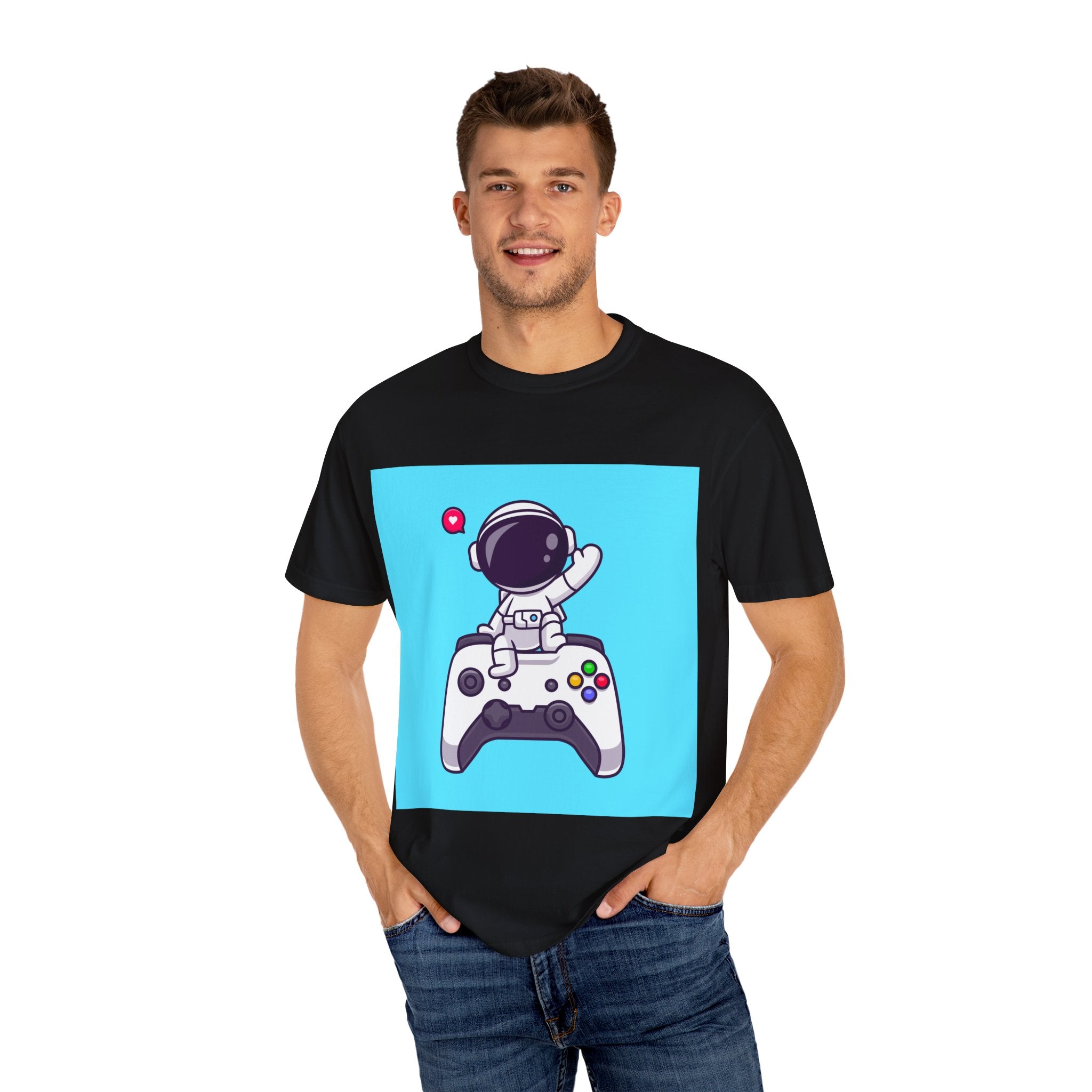 Astronaut Gamer T-Shirt, Unisex Gaming Shirt, Space-Themed Shirt, Gift for Gamers, Creative Casual Wear