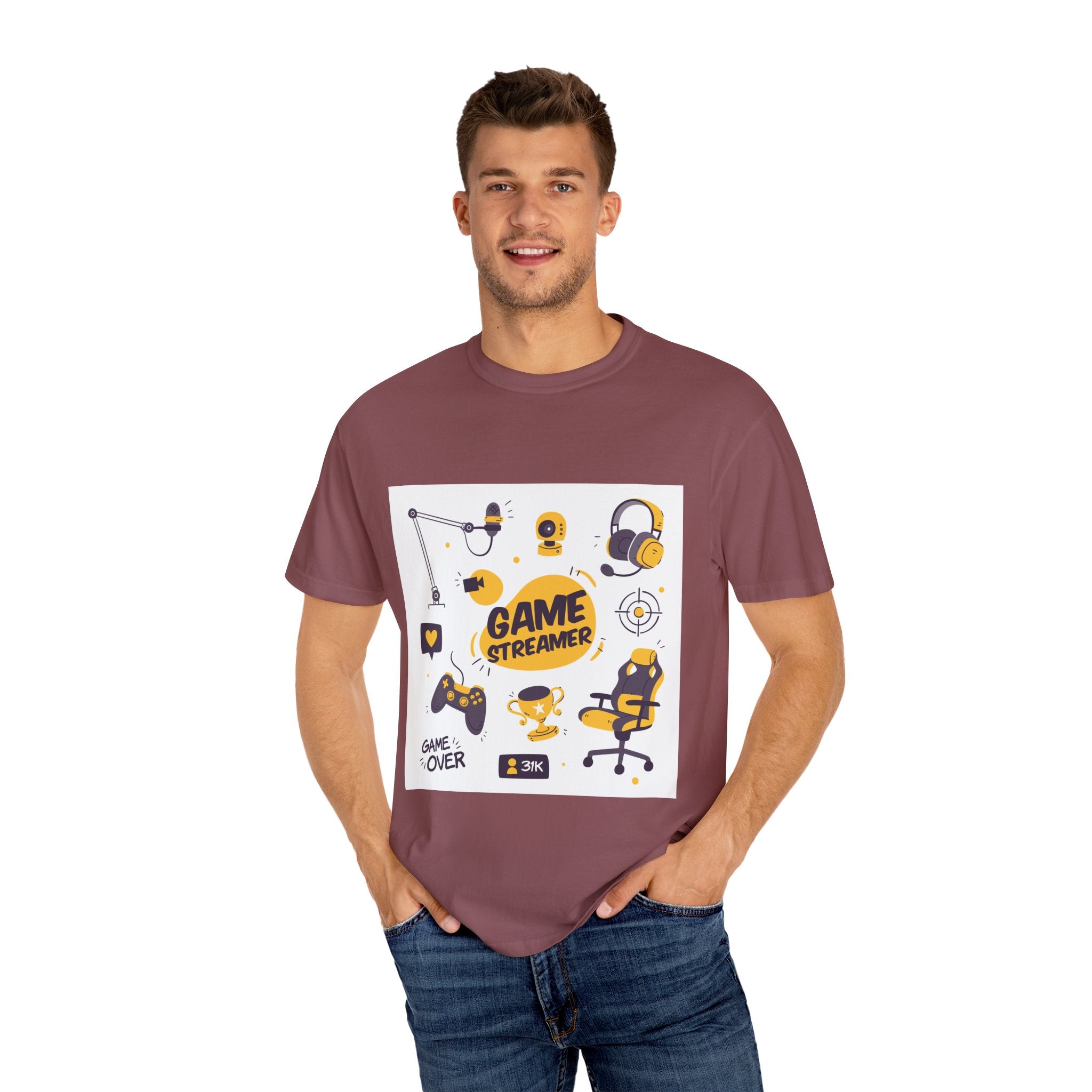Gamer Streamer T-shirt, Unisex Casual Tee, Gaming Apparel, Twitch Merchandise, Gift for Gamers, Comfortable Cotton Shirt