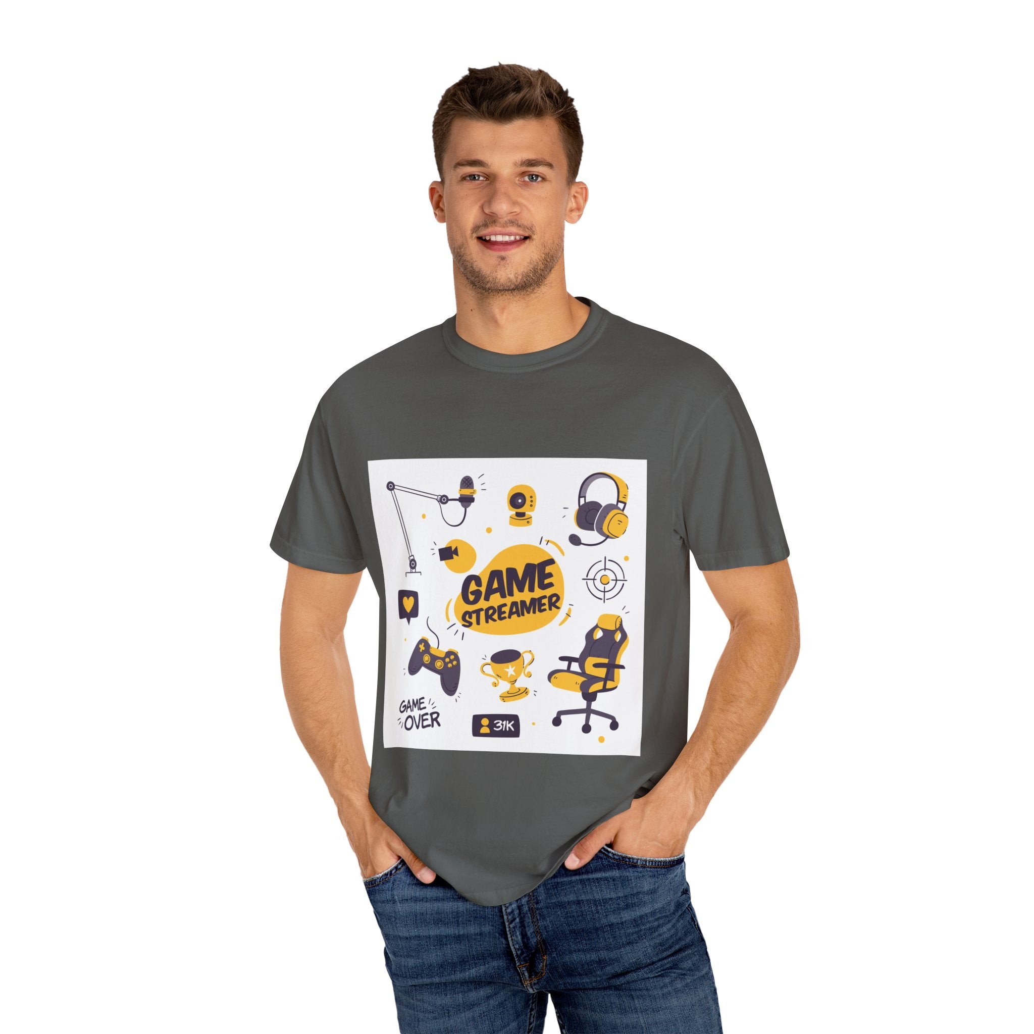 Gamer Streamer T-shirt, Unisex Casual Tee, Gaming Apparel, Twitch Merchandise, Gift for Gamers, Comfortable Cotton Shirt