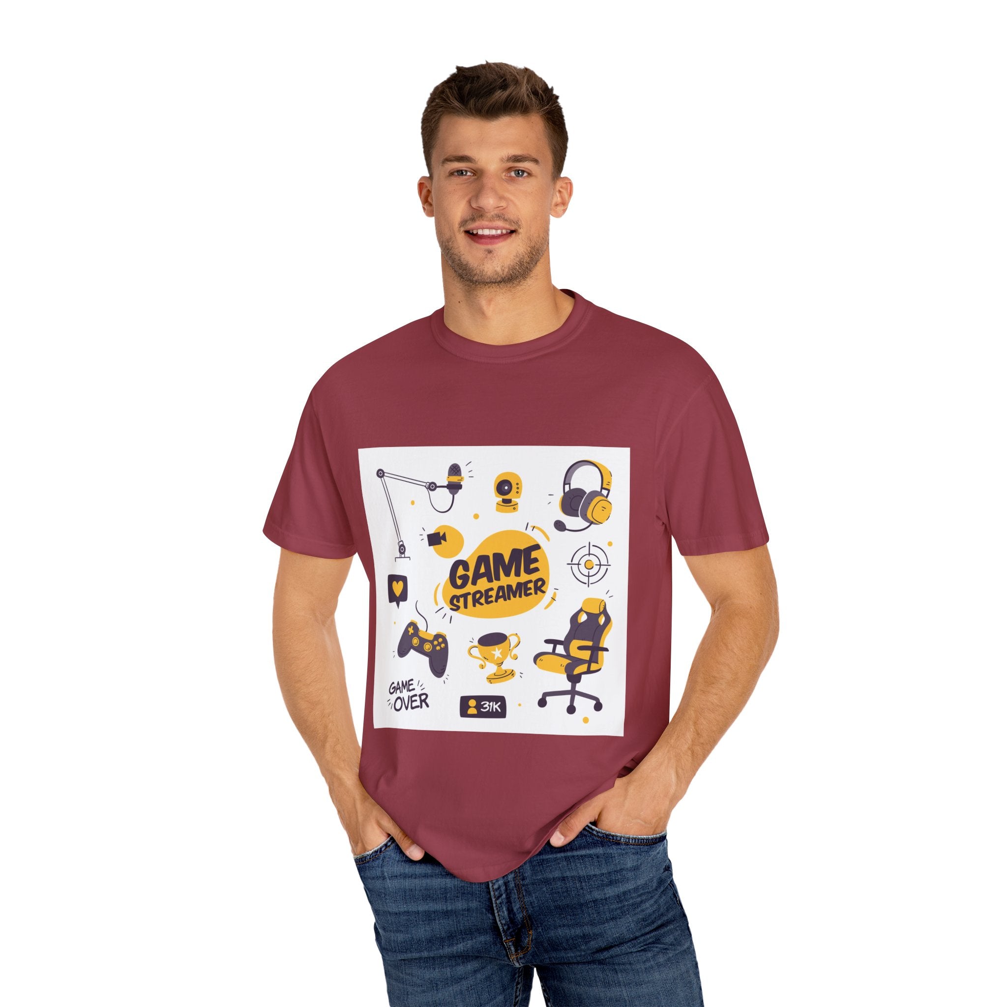 Gamer Streamer T-shirt, Unisex Casual Tee, Gaming Apparel, Twitch Merchandise, Gift for Gamers, Comfortable Cotton Shirt