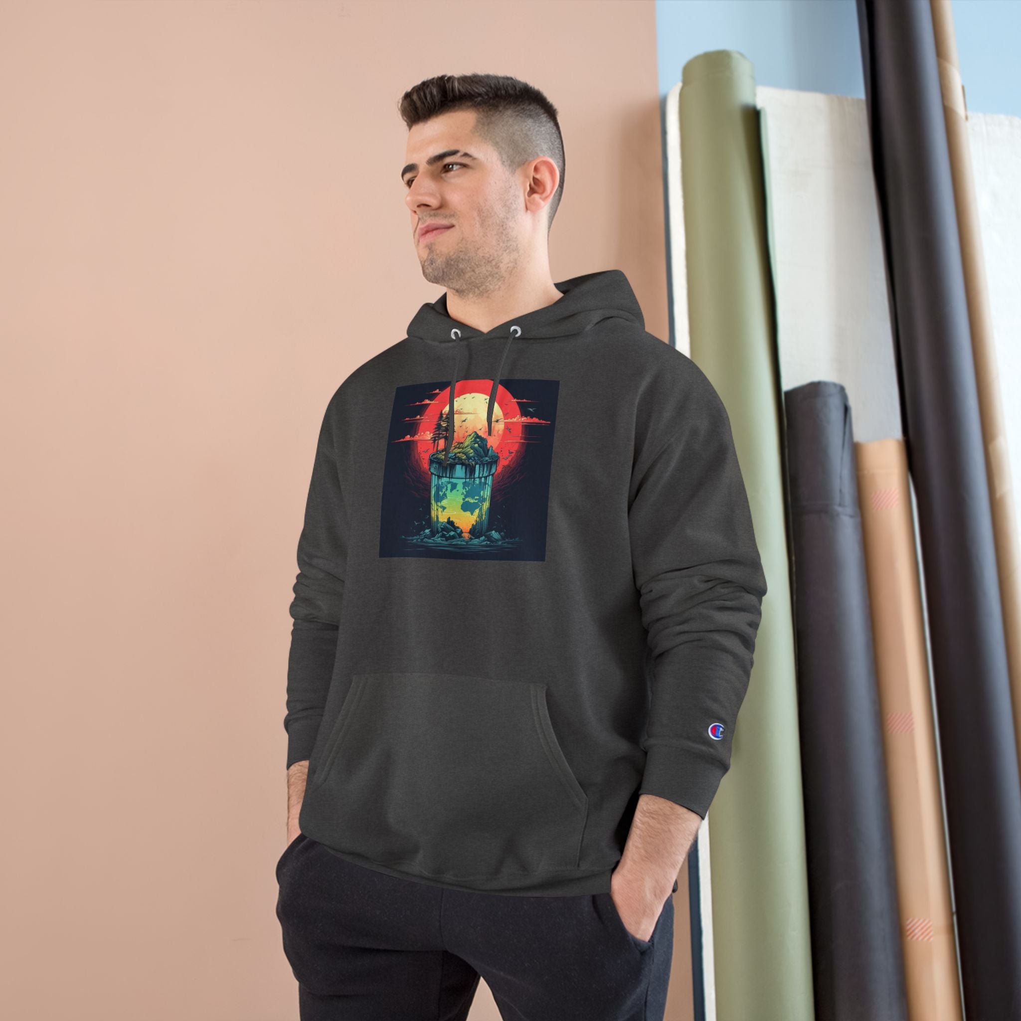 Retro Vibe Champion Hoodie, Comfortable Sweatshirt, Graphic Hoodie, Cozy Layer, Unisex Style