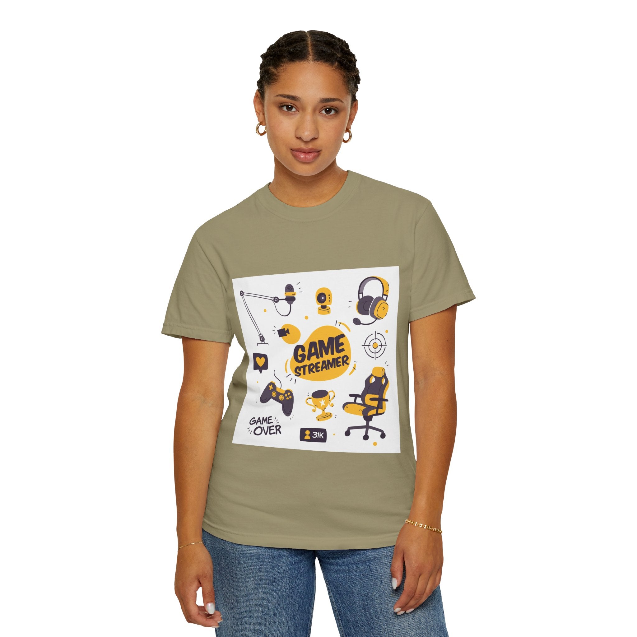 Gamer Streamer T-shirt, Unisex Casual Tee, Gaming Apparel, Twitch Merchandise, Gift for Gamers, Comfortable Cotton Shirt