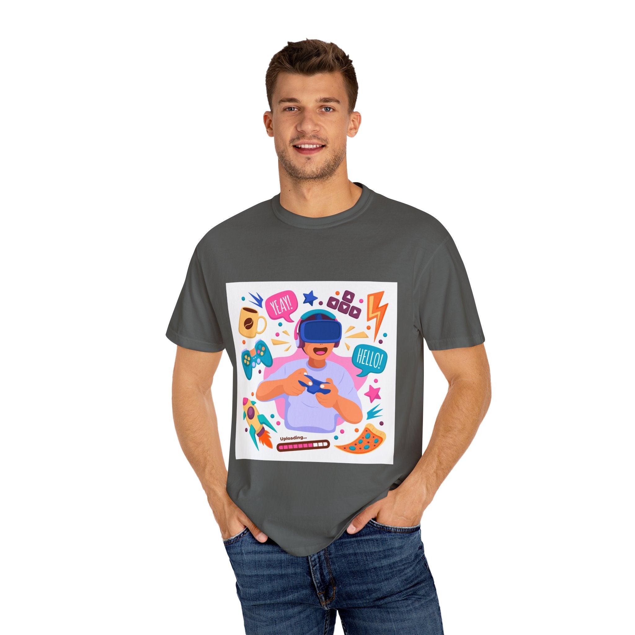Fun Gamer T-Shirt - Unisex Garment-Dyed, Video Game Gift, Geeky Apparel, Casual Wear, Birthday Gift, VR Fan Tee