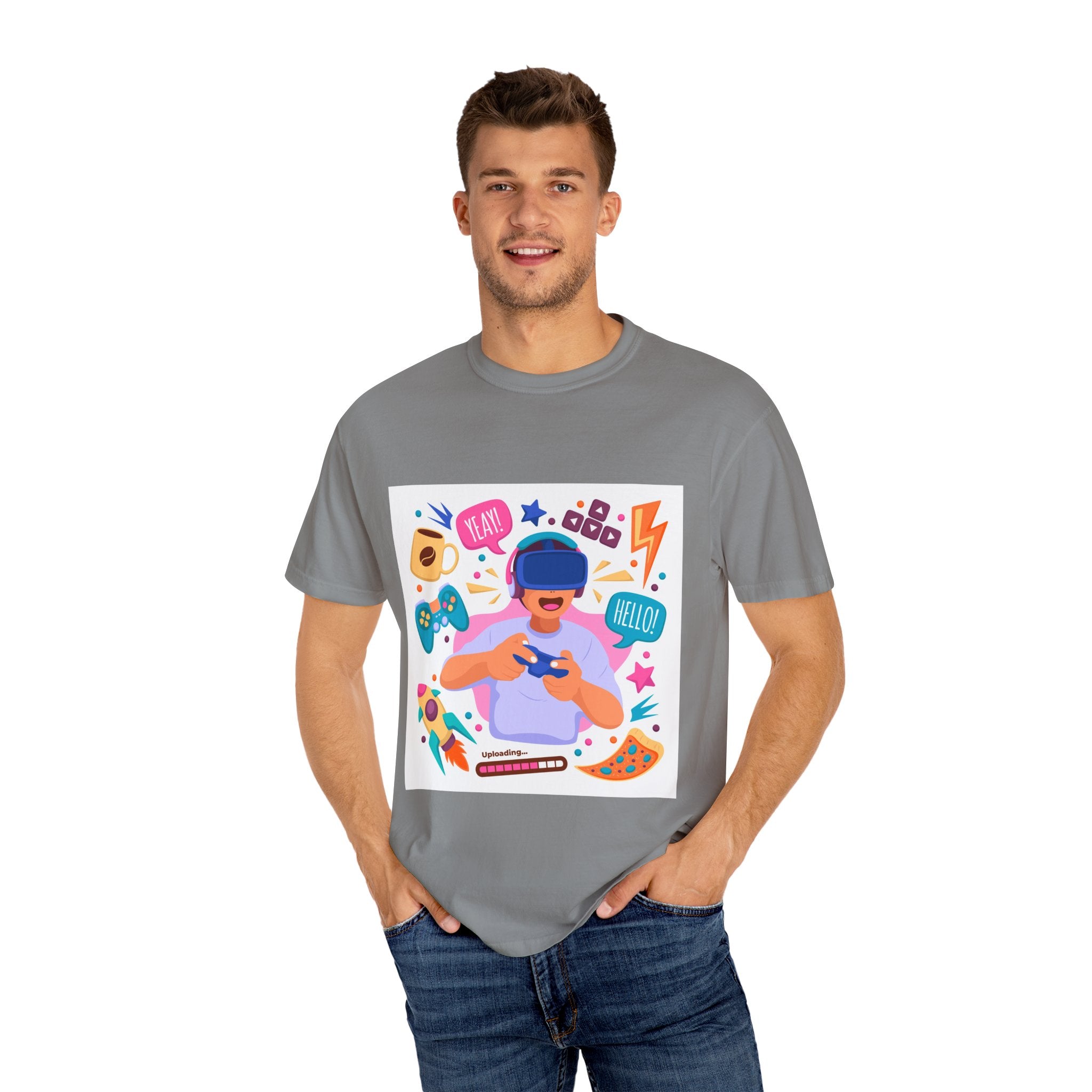 Fun Gamer T-Shirt - Unisex Garment-Dyed, Video Game Gift, Geeky Apparel, Casual Wear, Birthday Gift, VR Fan Tee