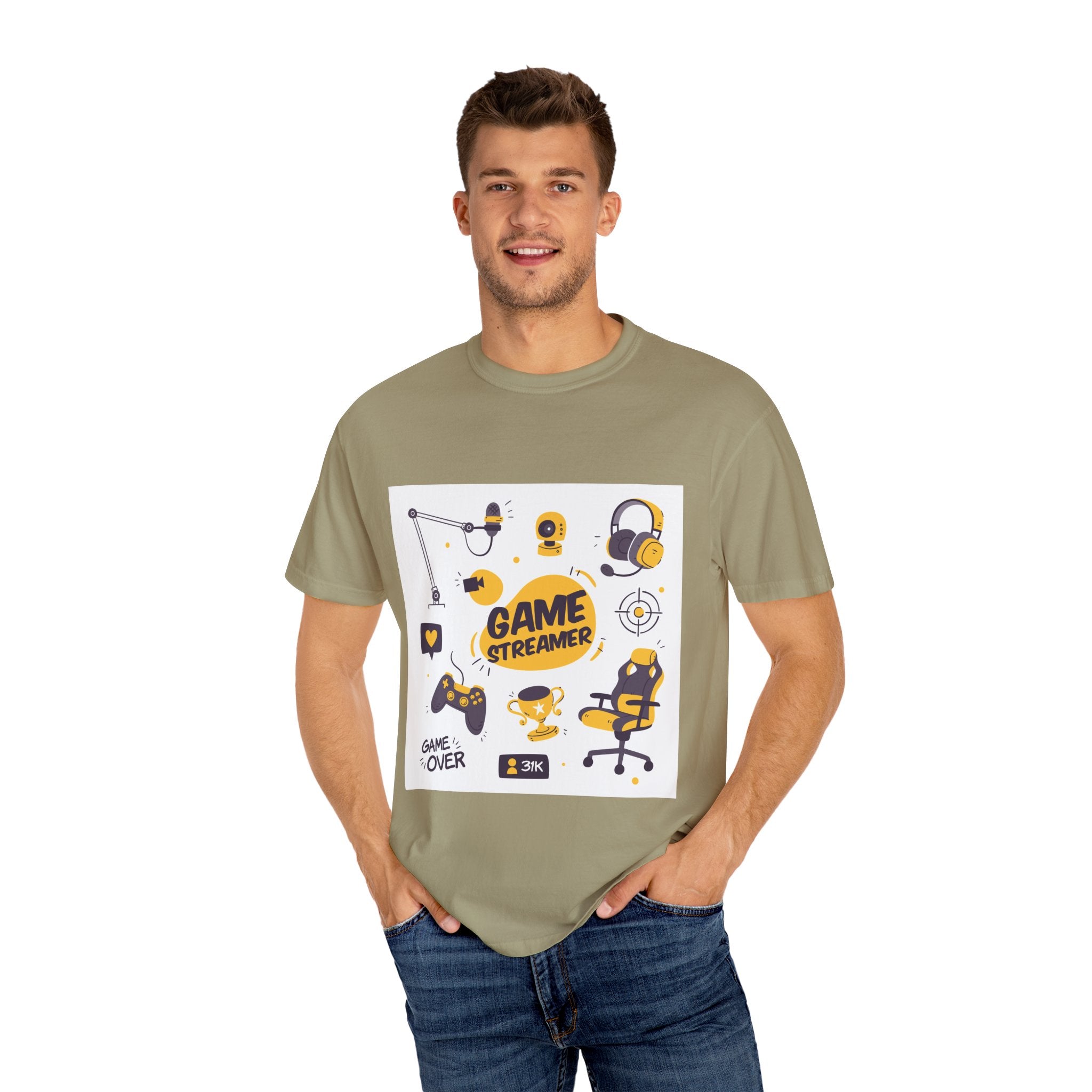 Gamer Streamer T-shirt, Unisex Casual Tee, Gaming Apparel, Twitch Merchandise, Gift for Gamers, Comfortable Cotton Shirt