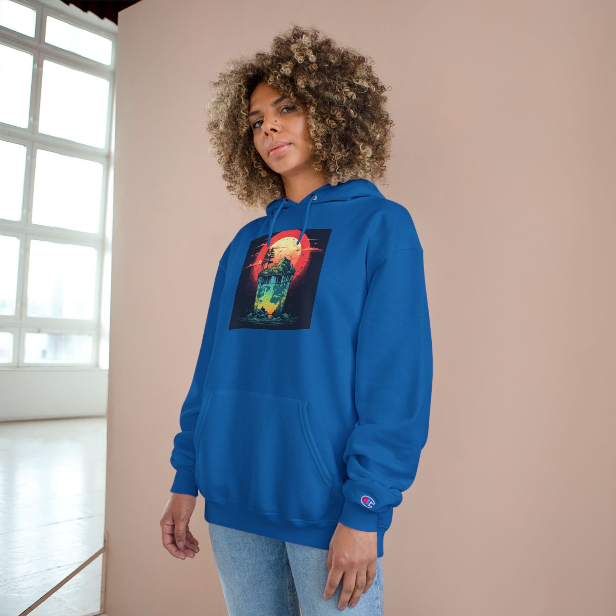 Retro Vibe Champion Hoodie, Comfortable Sweatshirt, Graphic Hoodie, Cozy Layer, Unisex Style
