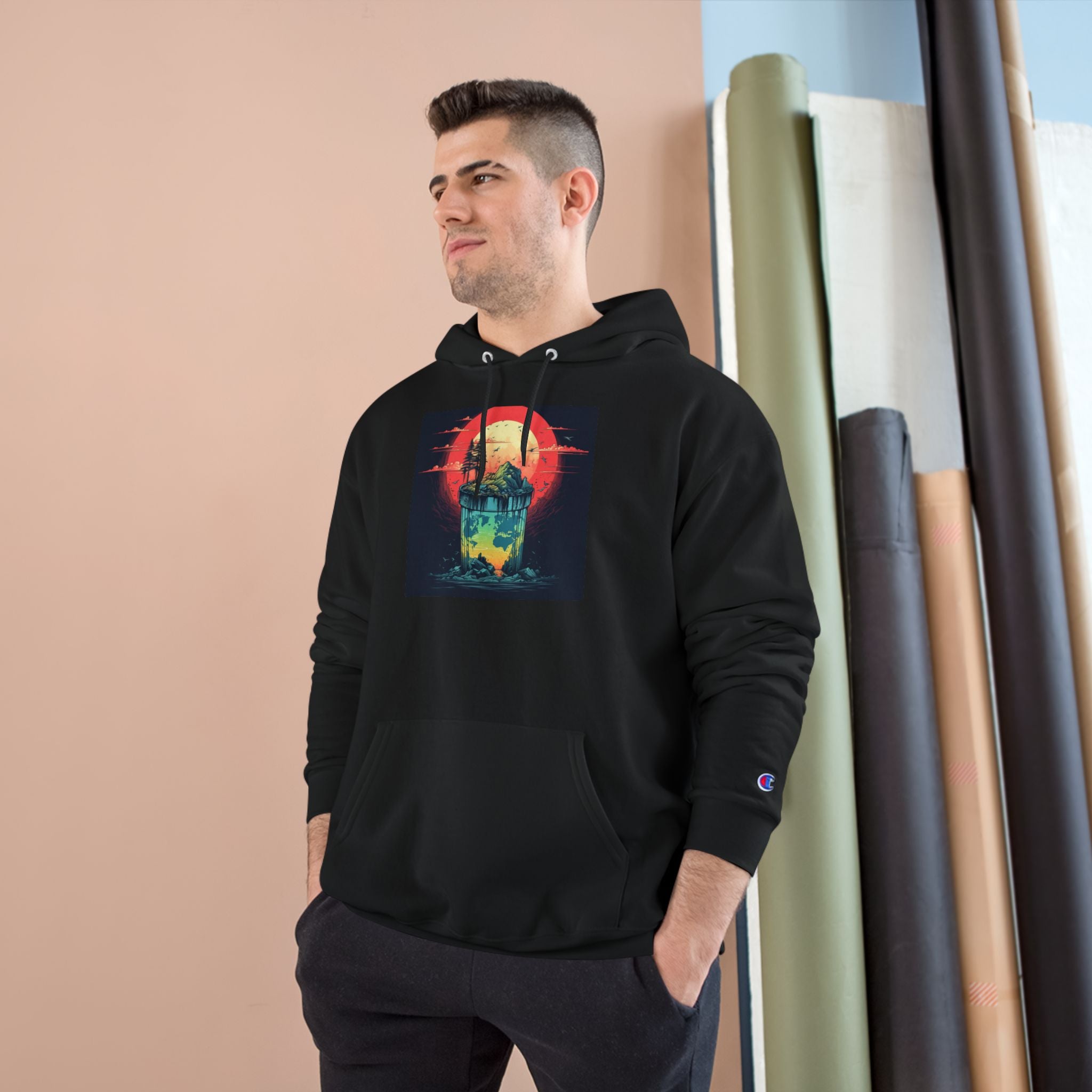 Retro Vibe Champion Hoodie, Comfortable Sweatshirt, Graphic Hoodie, Cozy Layer, Unisex Style