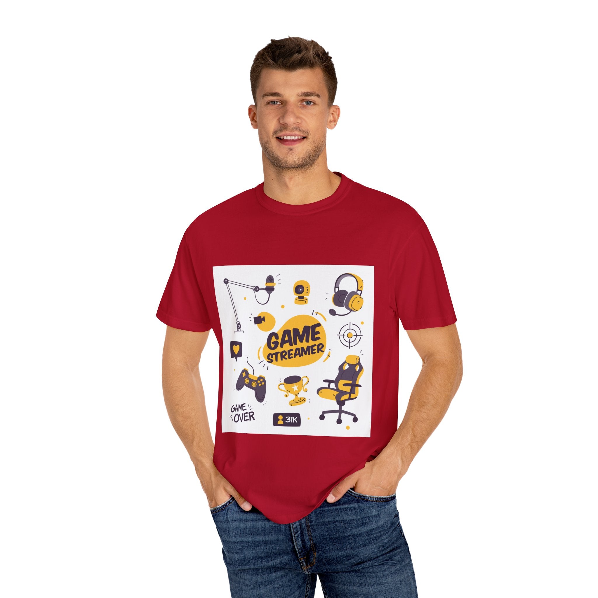 Gamer Streamer T-shirt, Unisex Casual Tee, Gaming Apparel, Twitch Merchandise, Gift for Gamers, Comfortable Cotton Shirt