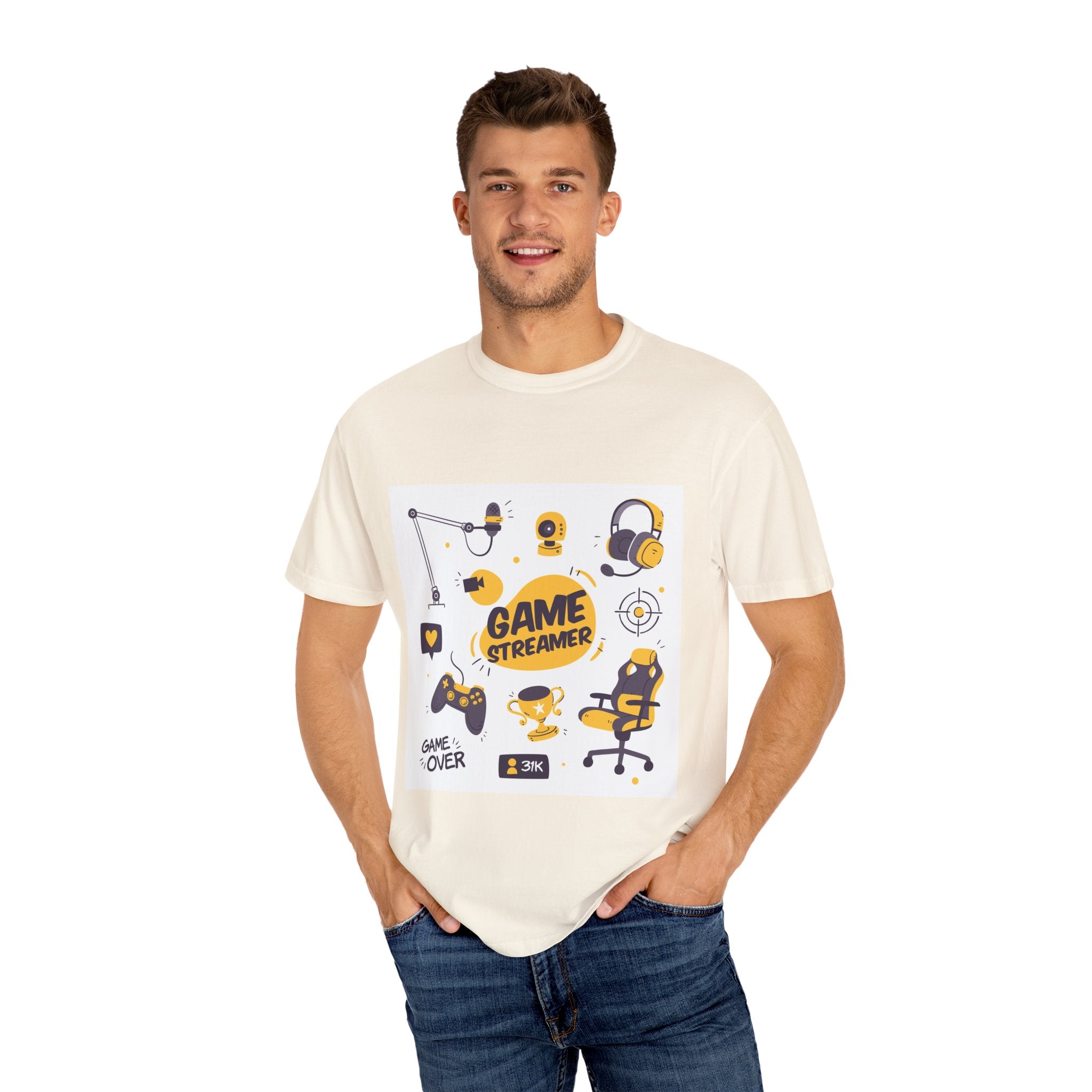Gamer Streamer T-shirt, Unisex Casual Tee, Gaming Apparel, Twitch Merchandise, Gift for Gamers, Comfortable Cotton Shirt