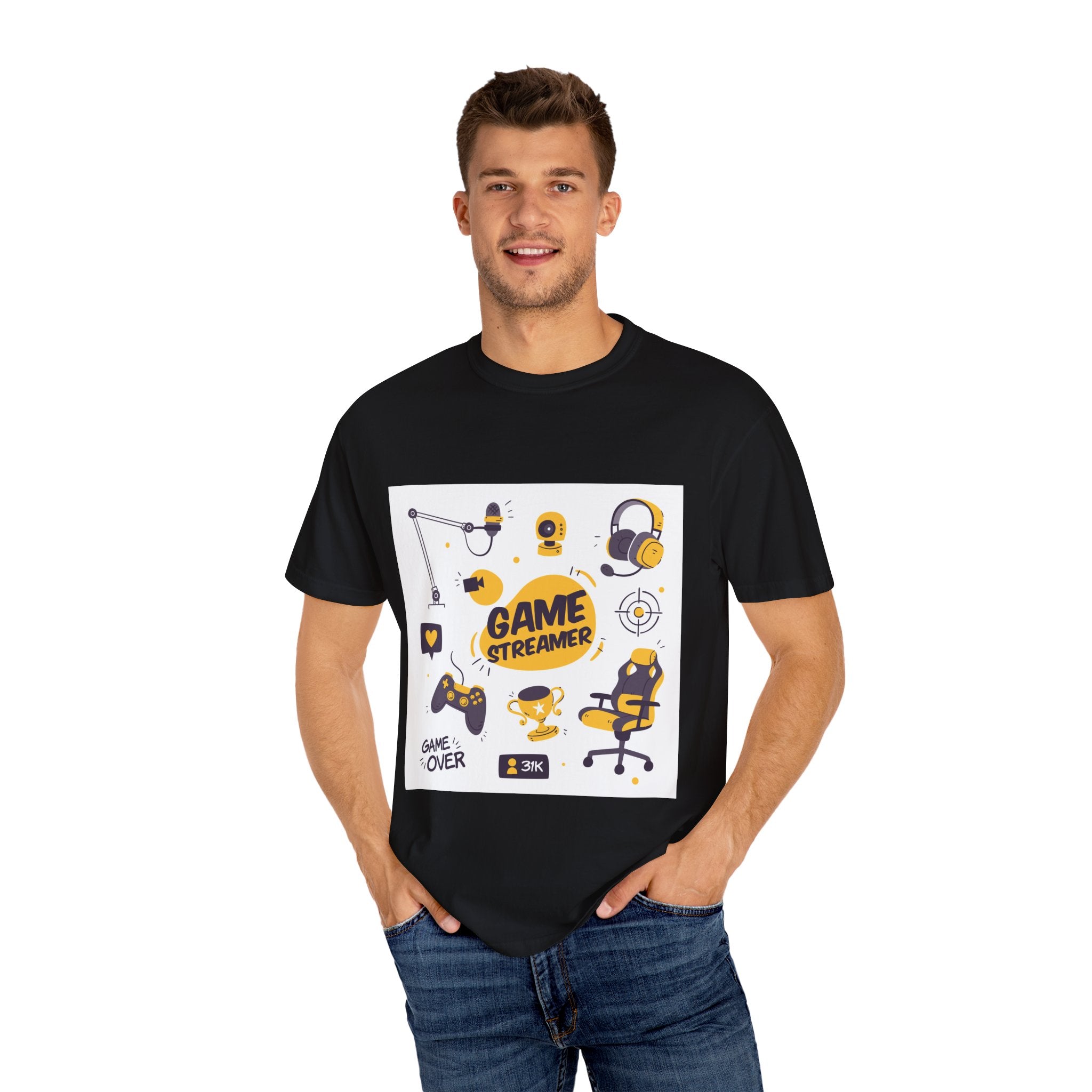 Gamer Streamer T-shirt, Unisex Casual Tee, Gaming Apparel, Twitch Merchandise, Gift for Gamers, Comfortable Cotton Shirt