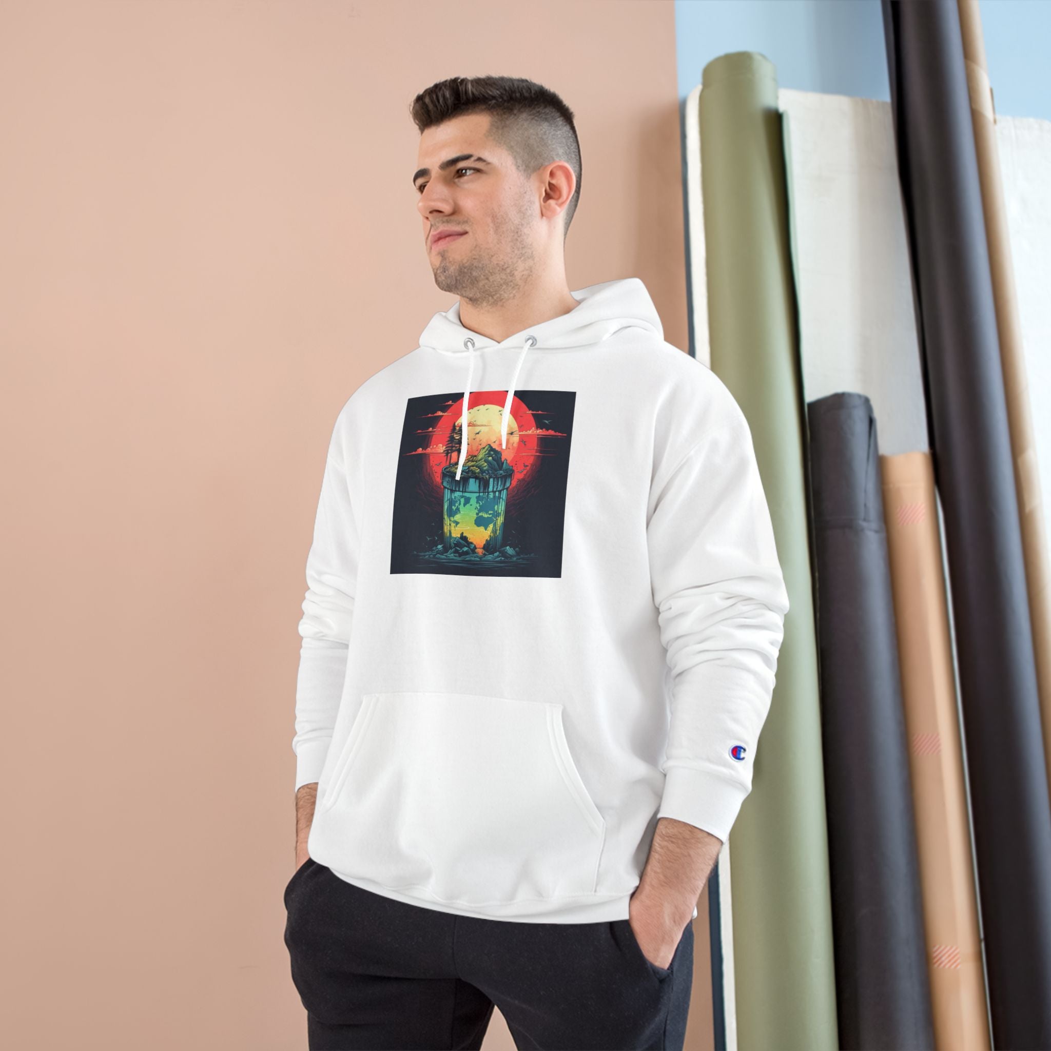 Retro Vibe Champion Hoodie, Comfortable Sweatshirt, Graphic Hoodie, Cozy Layer, Unisex Style