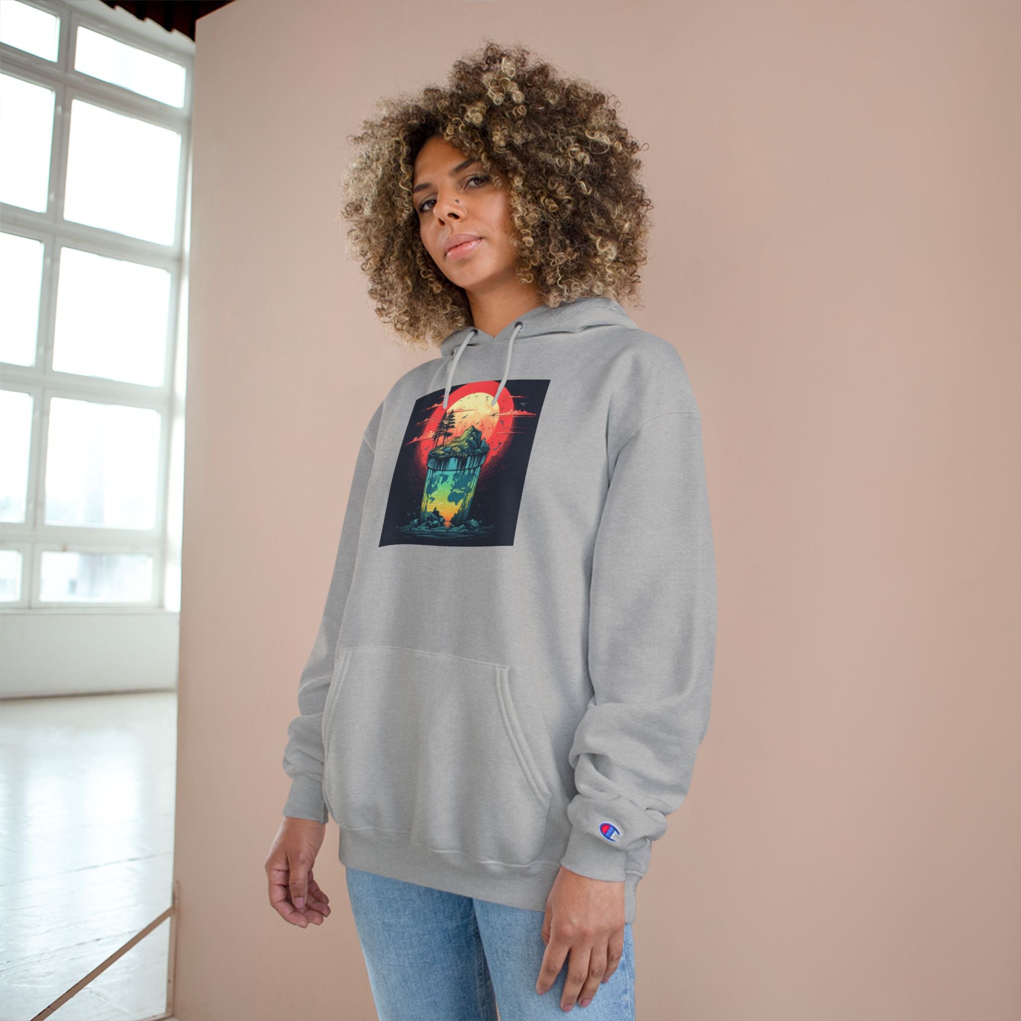 Retro Vibe Champion Hoodie, Comfortable Sweatshirt, Graphic Hoodie, Cozy Layer, Unisex Style