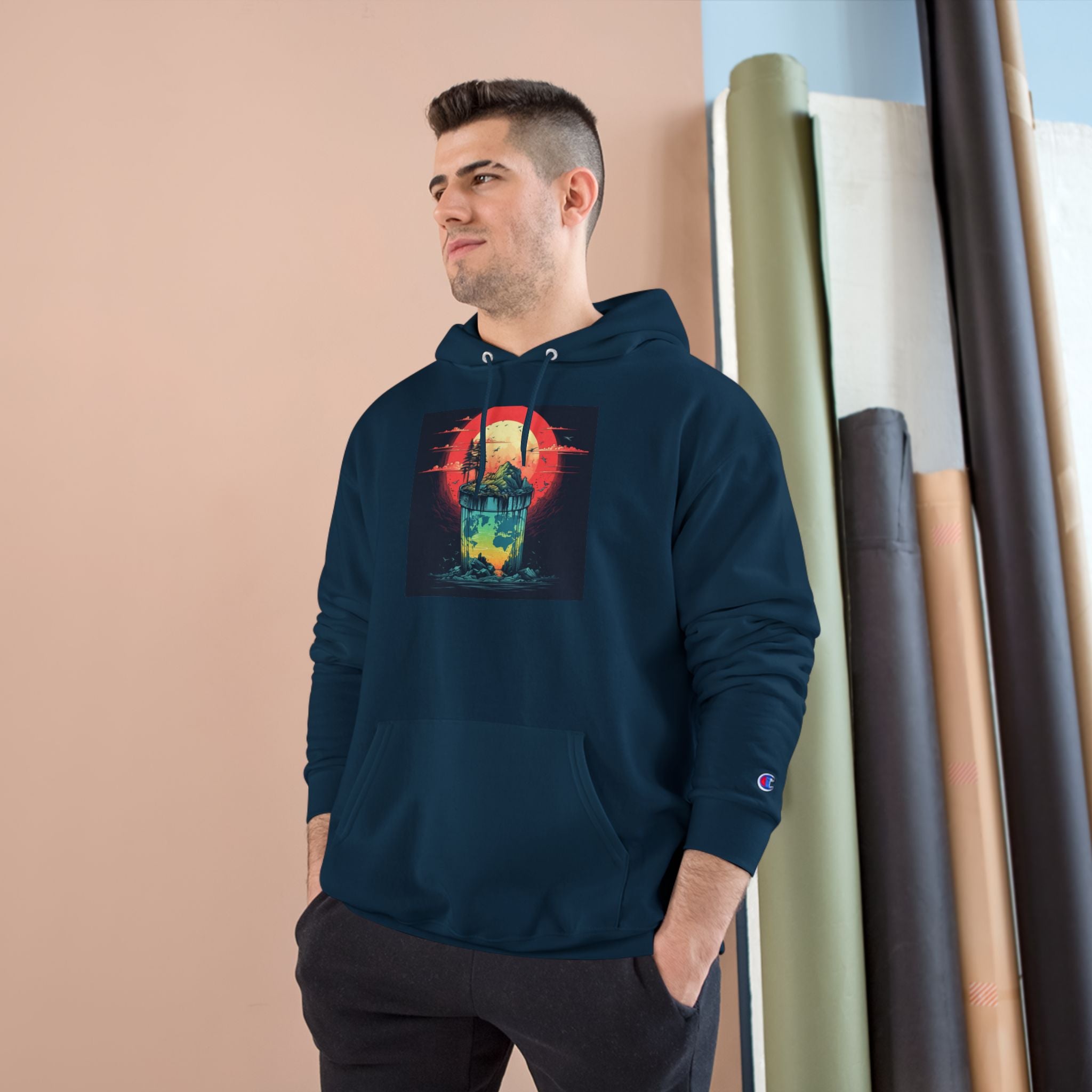 Retro Vibe Champion Hoodie, Comfortable Sweatshirt, Graphic Hoodie, Cozy Layer, Unisex Style