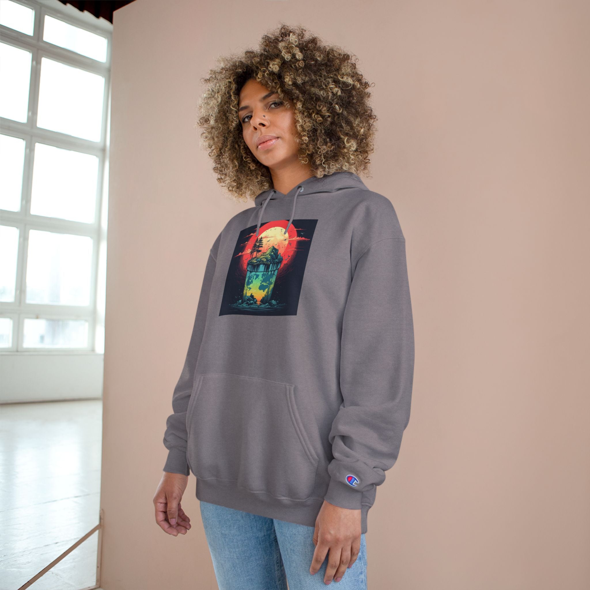 Retro Vibe Champion Hoodie, Comfortable Sweatshirt, Graphic Hoodie, Cozy Layer, Unisex Style
