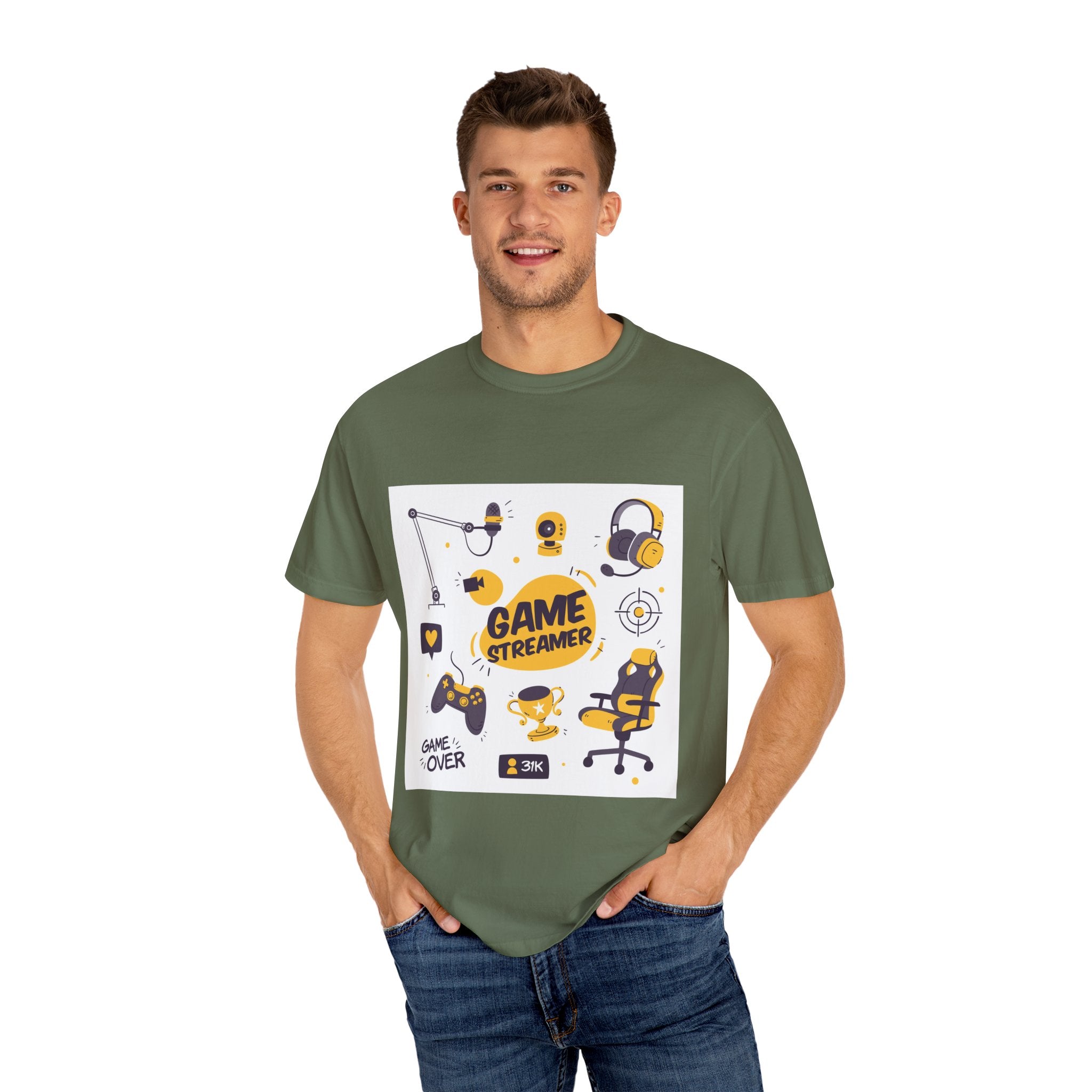 Gamer Streamer T-shirt, Unisex Casual Tee, Gaming Apparel, Twitch Merchandise, Gift for Gamers, Comfortable Cotton Shirt