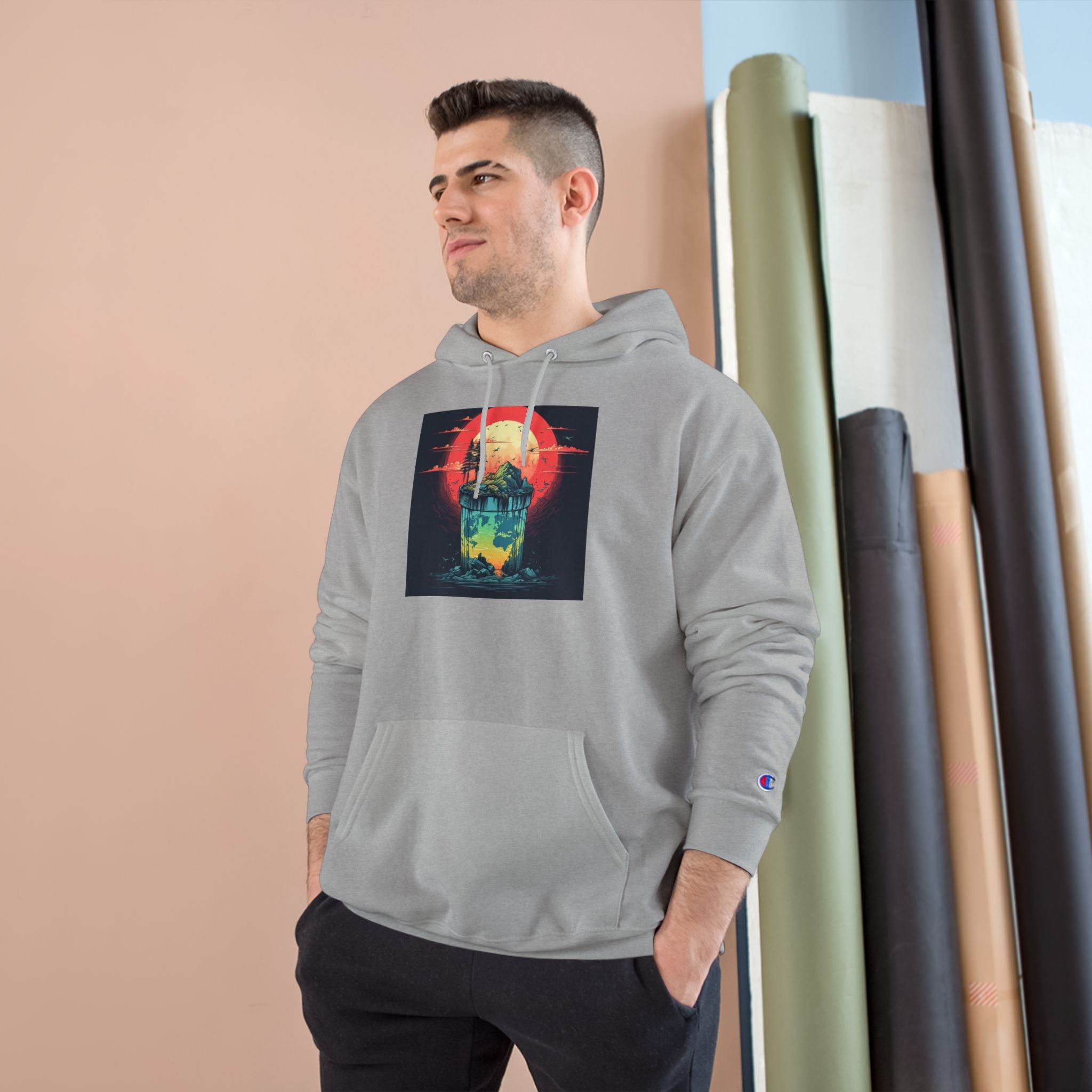 Retro Vibe Champion Hoodie, Comfortable Sweatshirt, Graphic Hoodie, Cozy Layer, Unisex Style