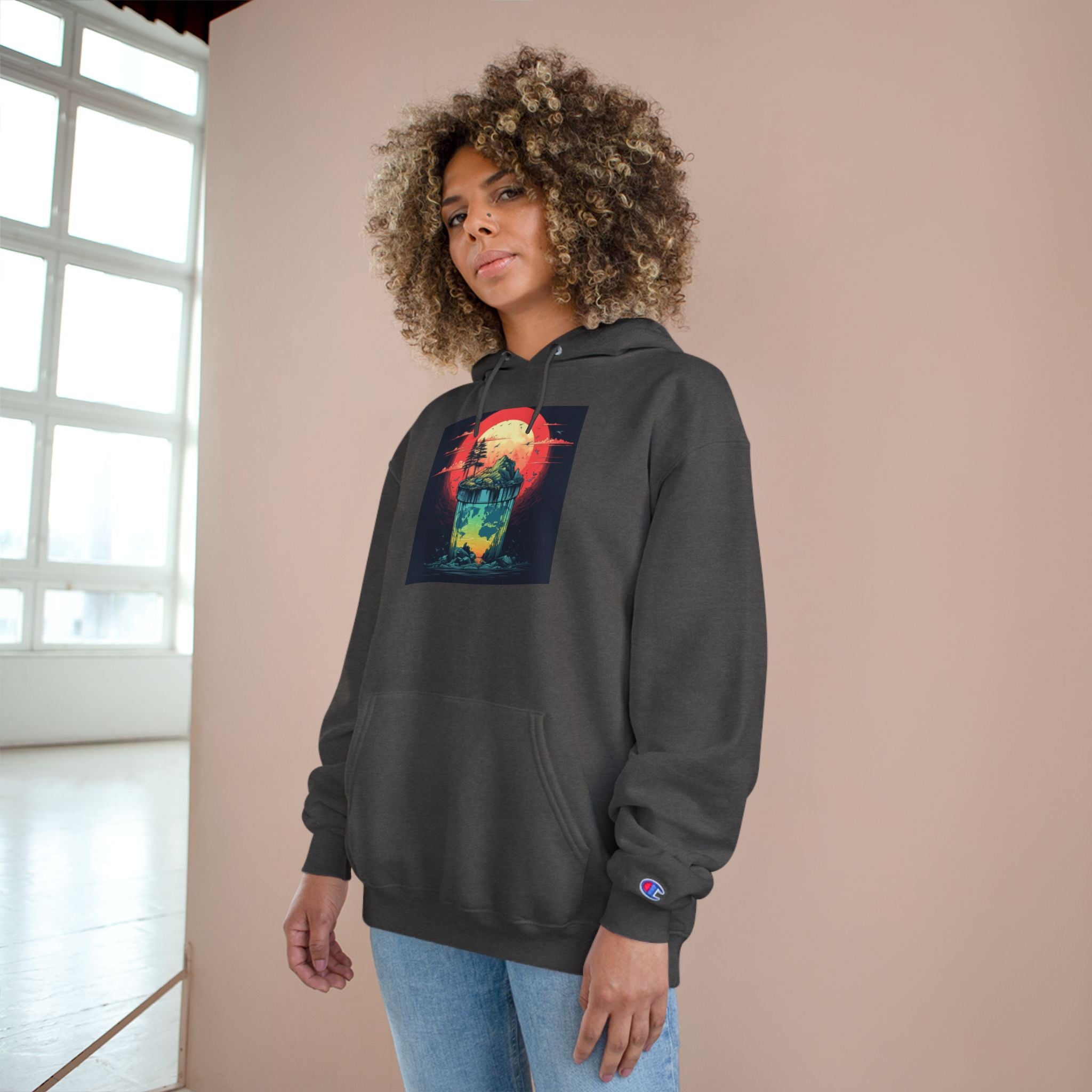 Retro Vibe Champion Hoodie, Comfortable Sweatshirt, Graphic Hoodie, Cozy Layer, Unisex Style