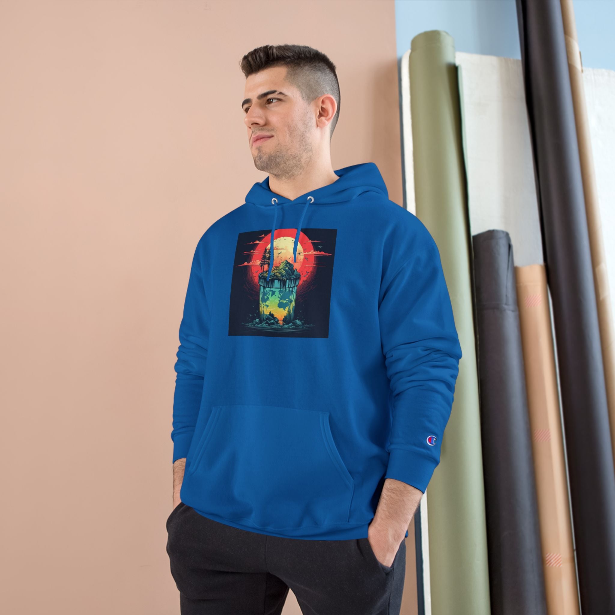 Retro Vibe Champion Hoodie, Comfortable Sweatshirt, Graphic Hoodie, Cozy Layer, Unisex Style