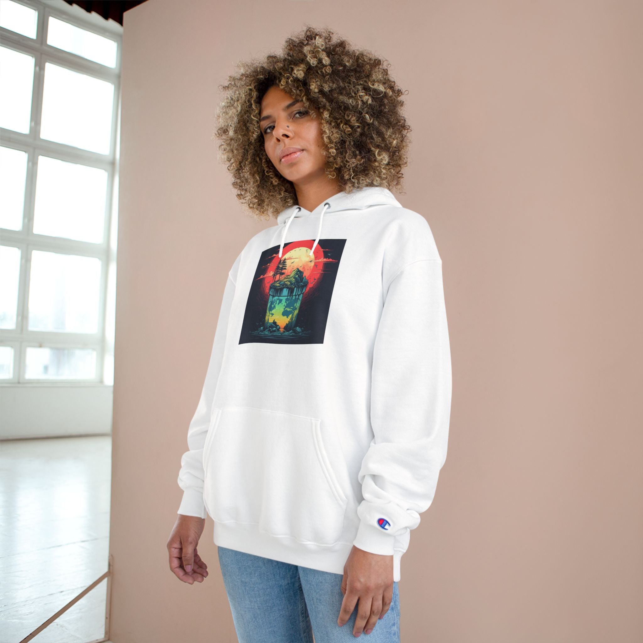 Retro Vibe Champion Hoodie, Comfortable Sweatshirt, Graphic Hoodie, Cozy Layer, Unisex Style