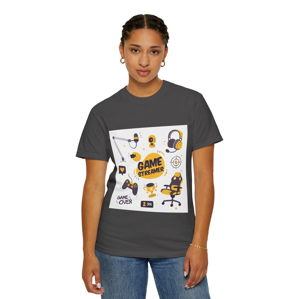 Gamer Streamer T-shirt, Unisex Casual Tee, Gaming Apparel, Twitch Merchandise, Gift for Gamers, Comfortable Cotton Shirt