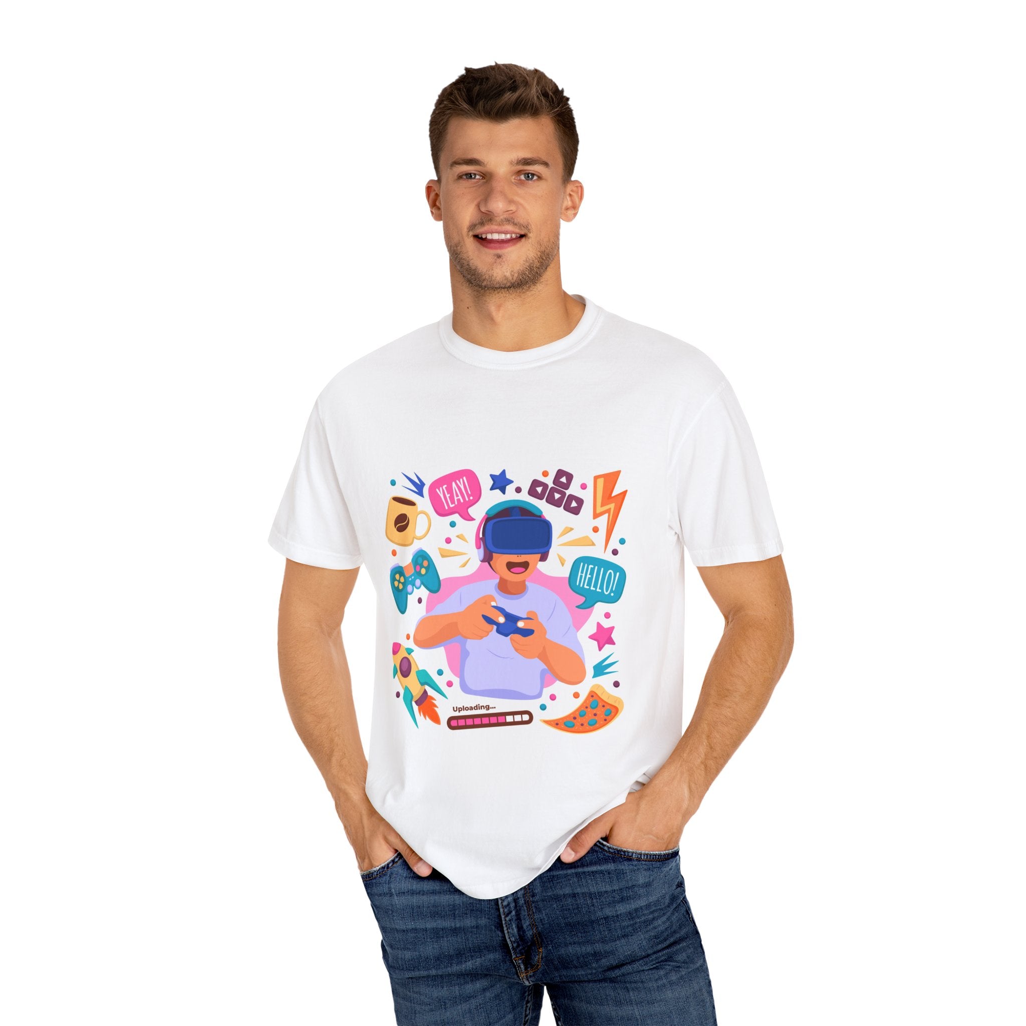 Fun Gamer T-Shirt - Unisex Garment-Dyed, Video Game Gift, Geeky Apparel, Casual Wear, Birthday Gift, VR Fan Tee