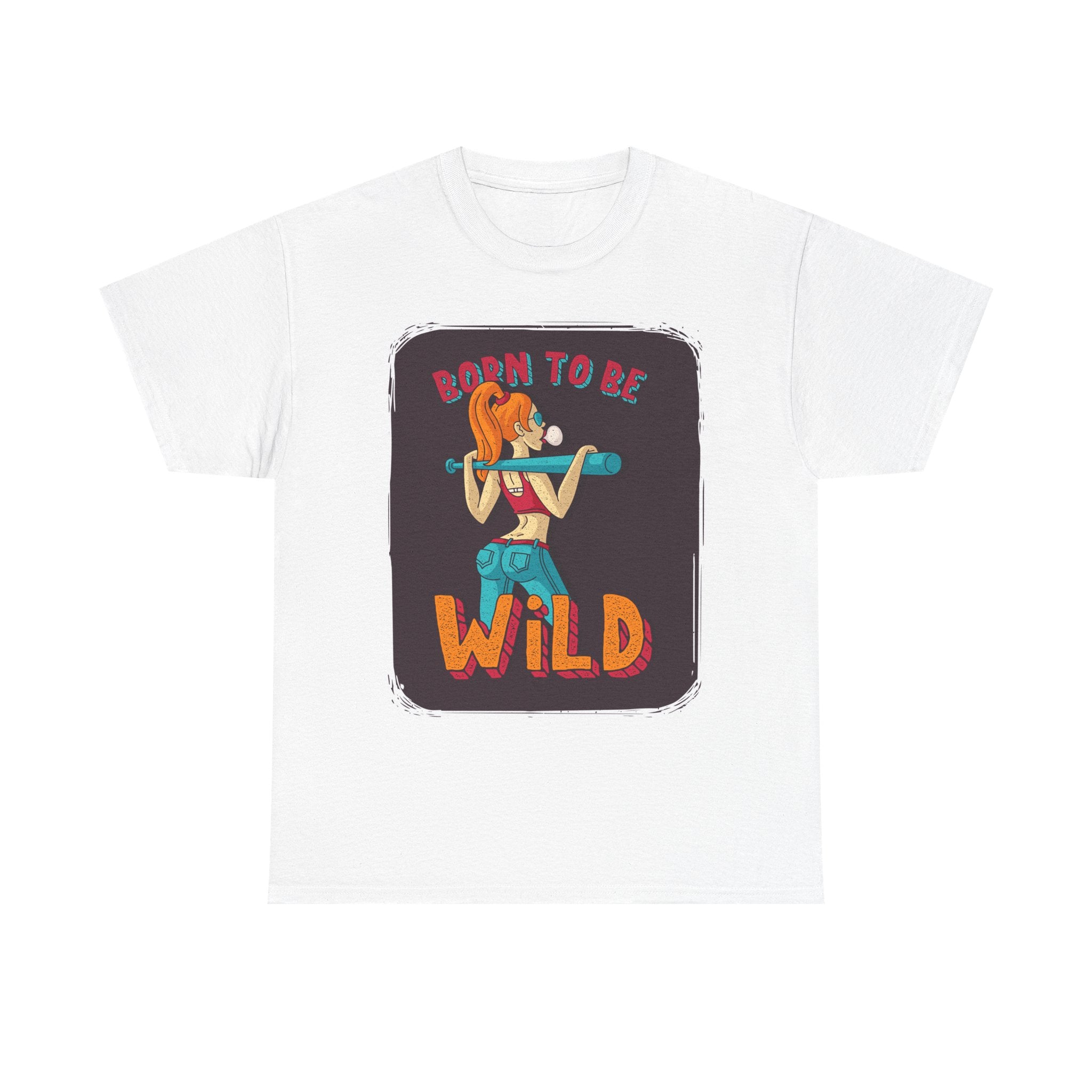 Born to Be Wild Unisex Heavy Cotton Tee | Fun Graphic T-Shirt | Casual Summer Wear, Gift for Adventurers, Workout Shirt, Motivation Tee