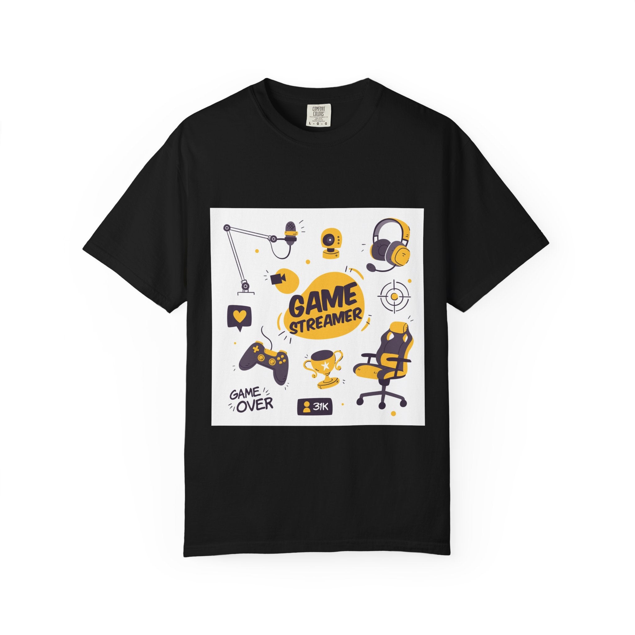 Gamer Streamer T-shirt, Unisex Casual Tee, Gaming Apparel, Twitch Merchandise, Gift for Gamers, Comfortable Cotton Shirt
