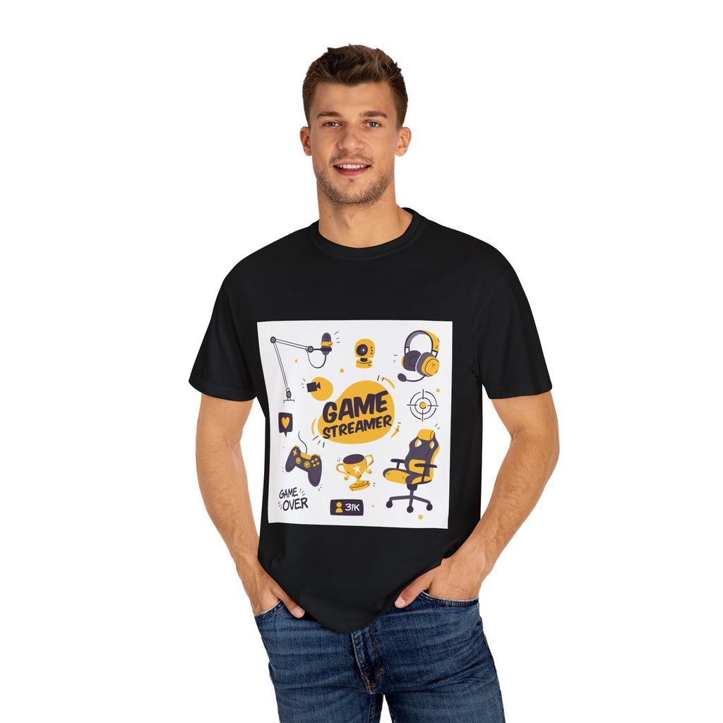 Gamer Streamer T-shirt, Unisex Casual Tee, Gaming Apparel, Twitch Merchandise, Gift for Gamers, Comfortable Cotton Shirt