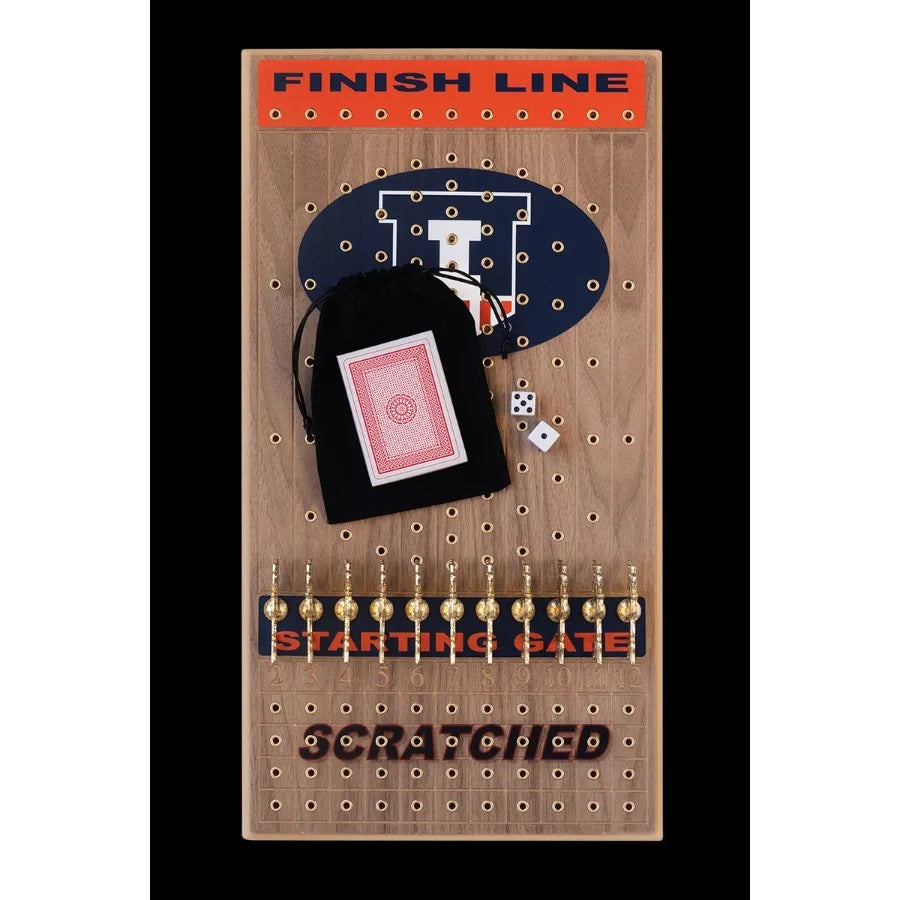 University of Illinois Deluxe Walnut Horseracing Game