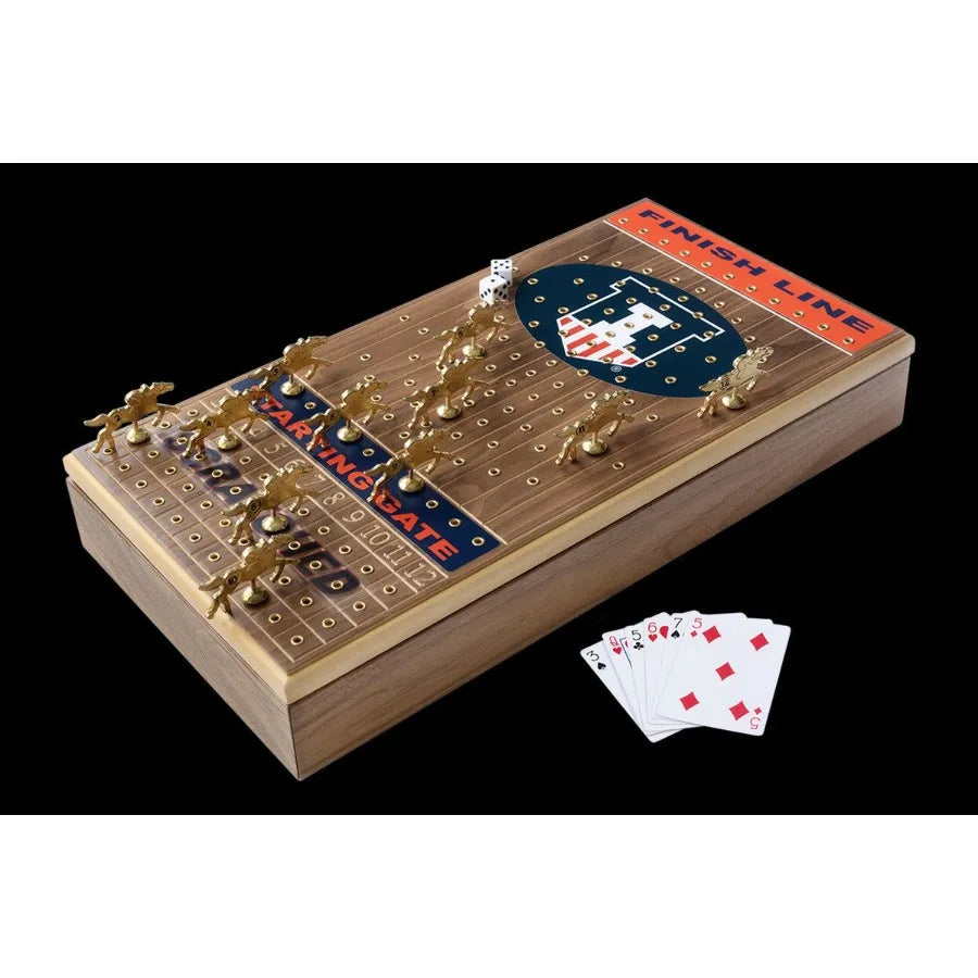 University of Illinois Deluxe Walnut Horseracing Game