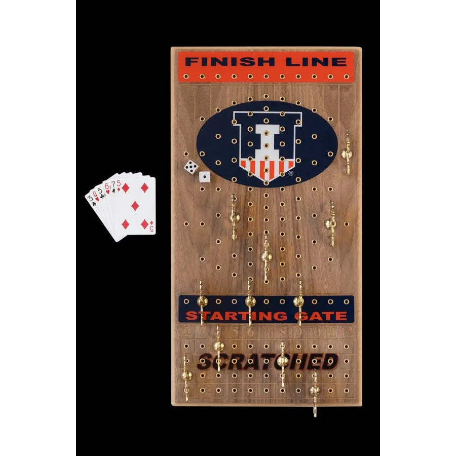 University of Illinois Deluxe Walnut Horseracing Game